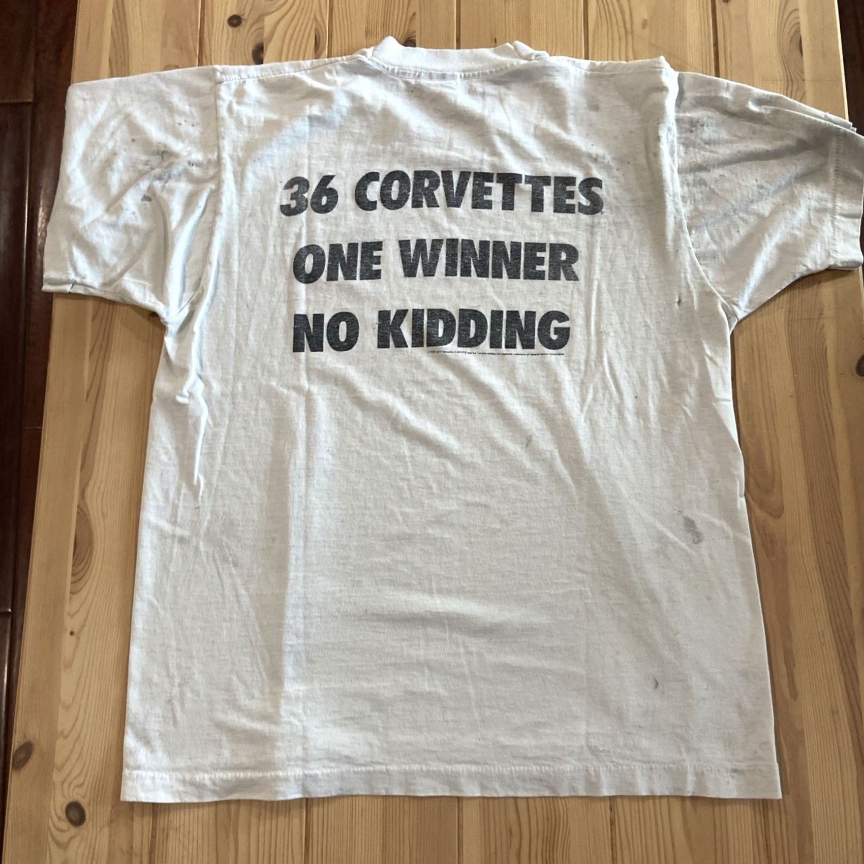 Vintage VINTAGE Corvette Collection Sweepstake Shirt Screenstar Large Shirt 1990s White 100% Cotton L MenWomens BoysGirls Mens Womens Size US L / EU 52-54 / 3 - 7 Thumbnail
