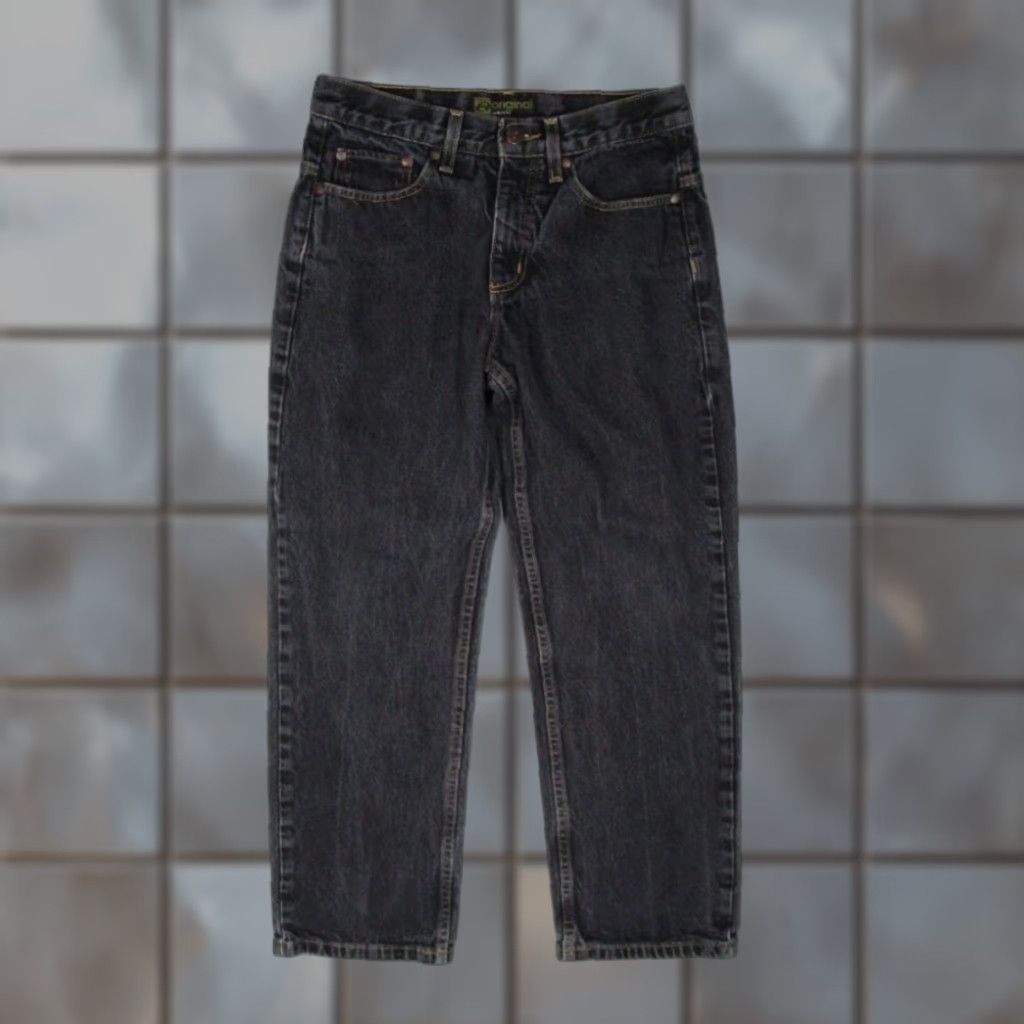 VINTAGE Anchor Blue Black Original Straight Denim Jeans Mens 28x30 Regular