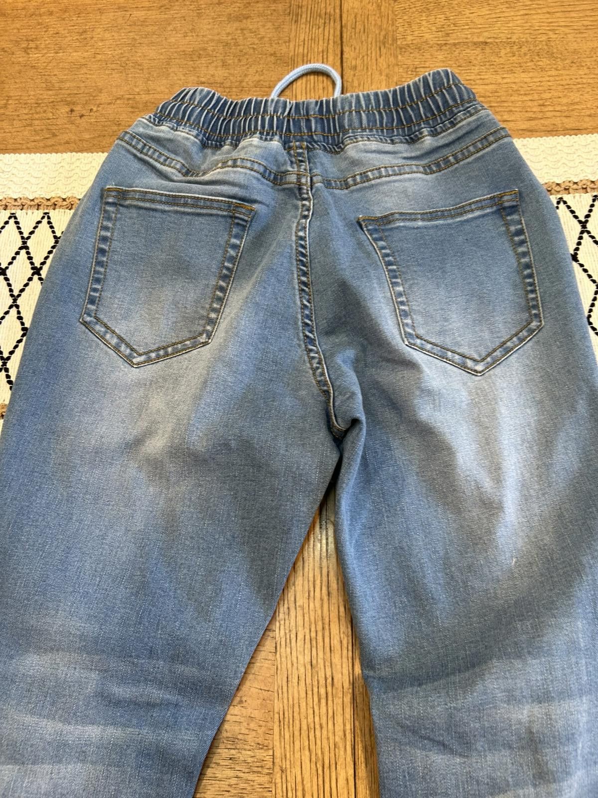 The Unbranded Brand Light Blue Distressed Denim Jogger Pants with Elastic Waist Size 26" / US 2 / IT 38 - 6 Thumbnail