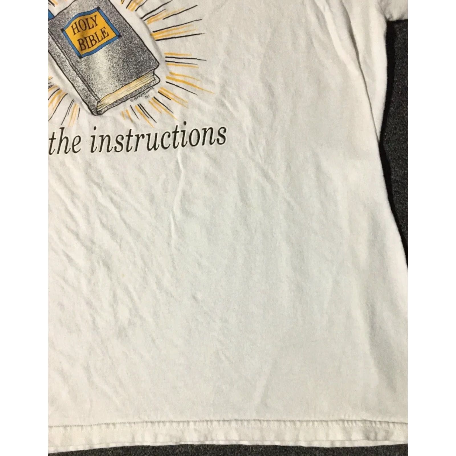 Vintage VINTAGE Read The Instructions Shirt XL White Bible 90s God Religion Grunge Lord Funny Joke Shirt Mens XL Size US XL / EU 56 / 4 - 4 Thumbnail
