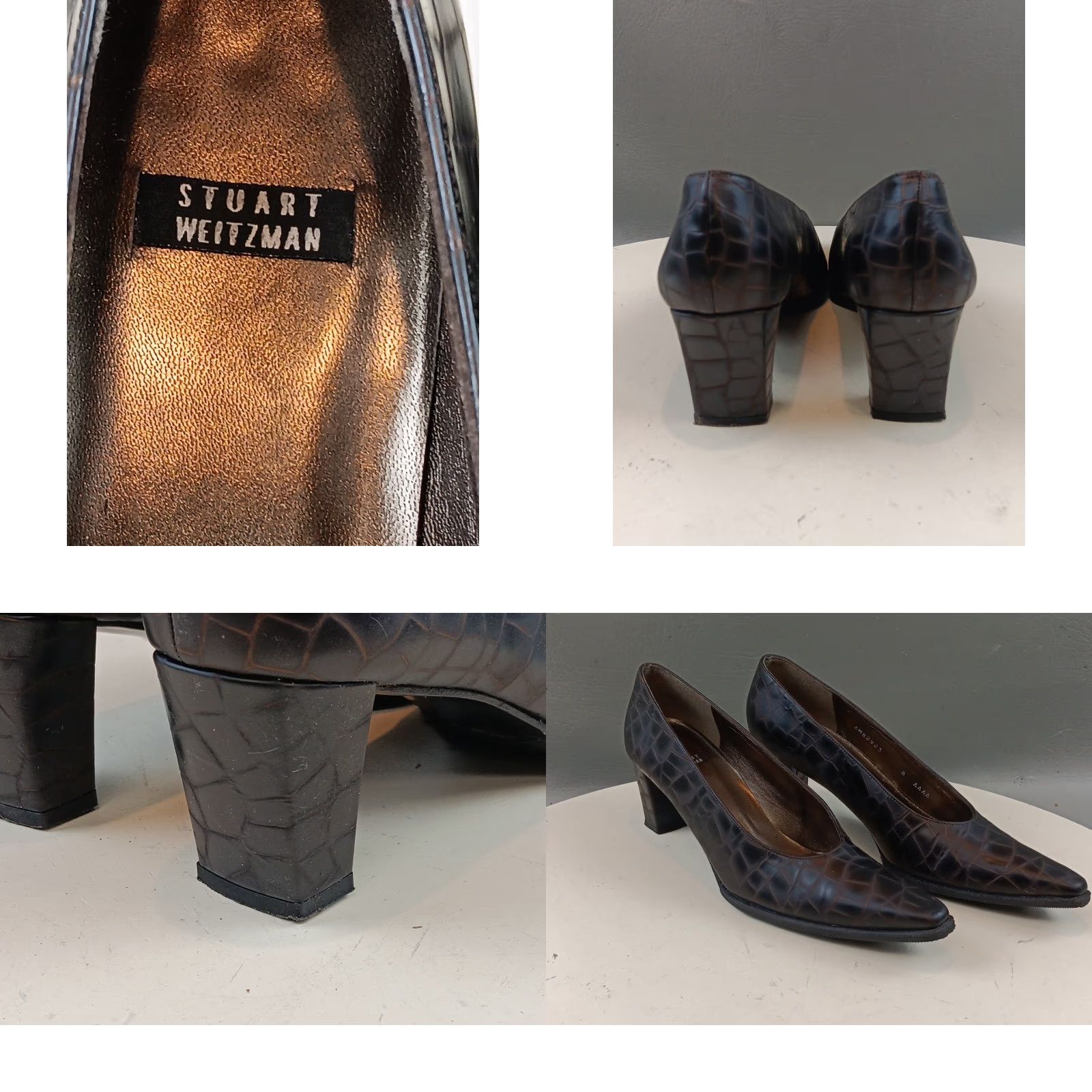 Stuart Weitzman VINTAGE Stuart Weitzman Pumps Shoes Size 8 Brown Croc Print Leather Dress Heels Size M / US 6-8 / IT 42-44 - 11 Thumbnail
