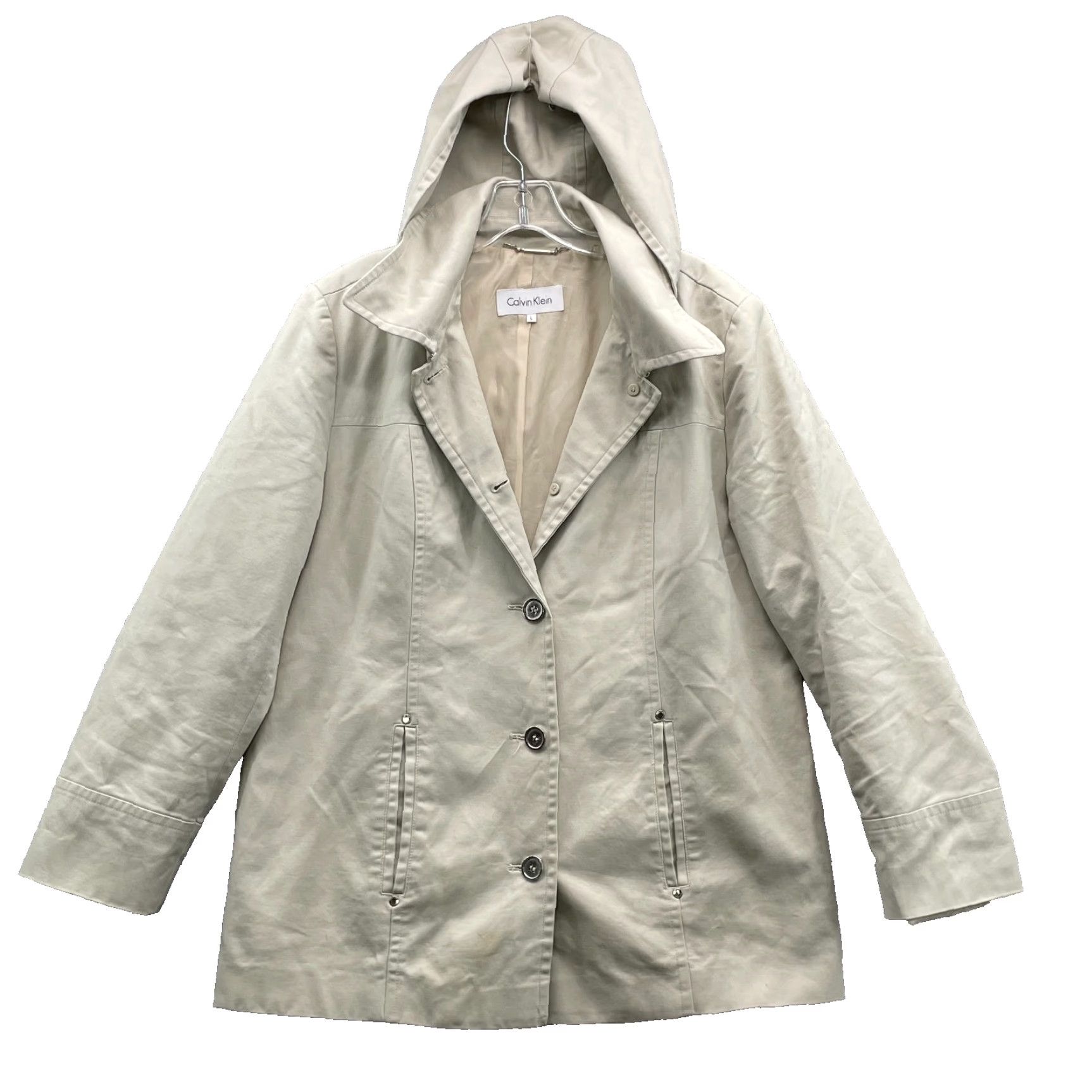 **Calvin Klein Canvas Coat Womens Large Beige Hooded Preppy Casual** User: **Calvin Klein Large Beige Hooded Canvas Coat Women's Preppy Casual**