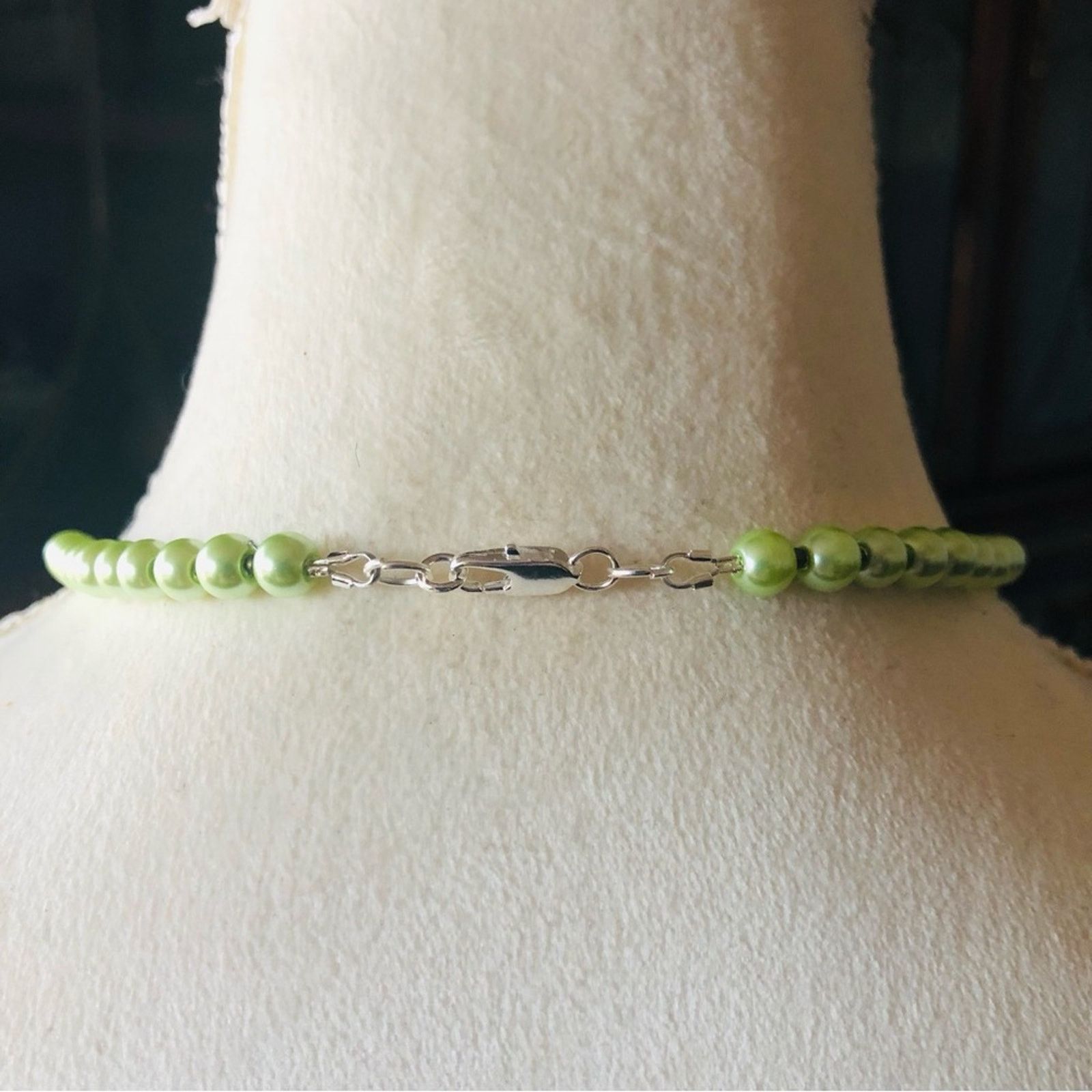 Handmade Handcrafted repurpose faceted peridot pendant Pearl necklace Size ONE SIZE - 8 Thumbnail