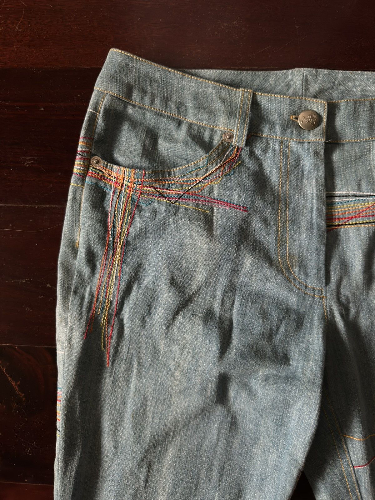 John Galliano John Galliano Resort 2002 Rainbow Stitching Jeans Size US 29 - 4 Thumbnail