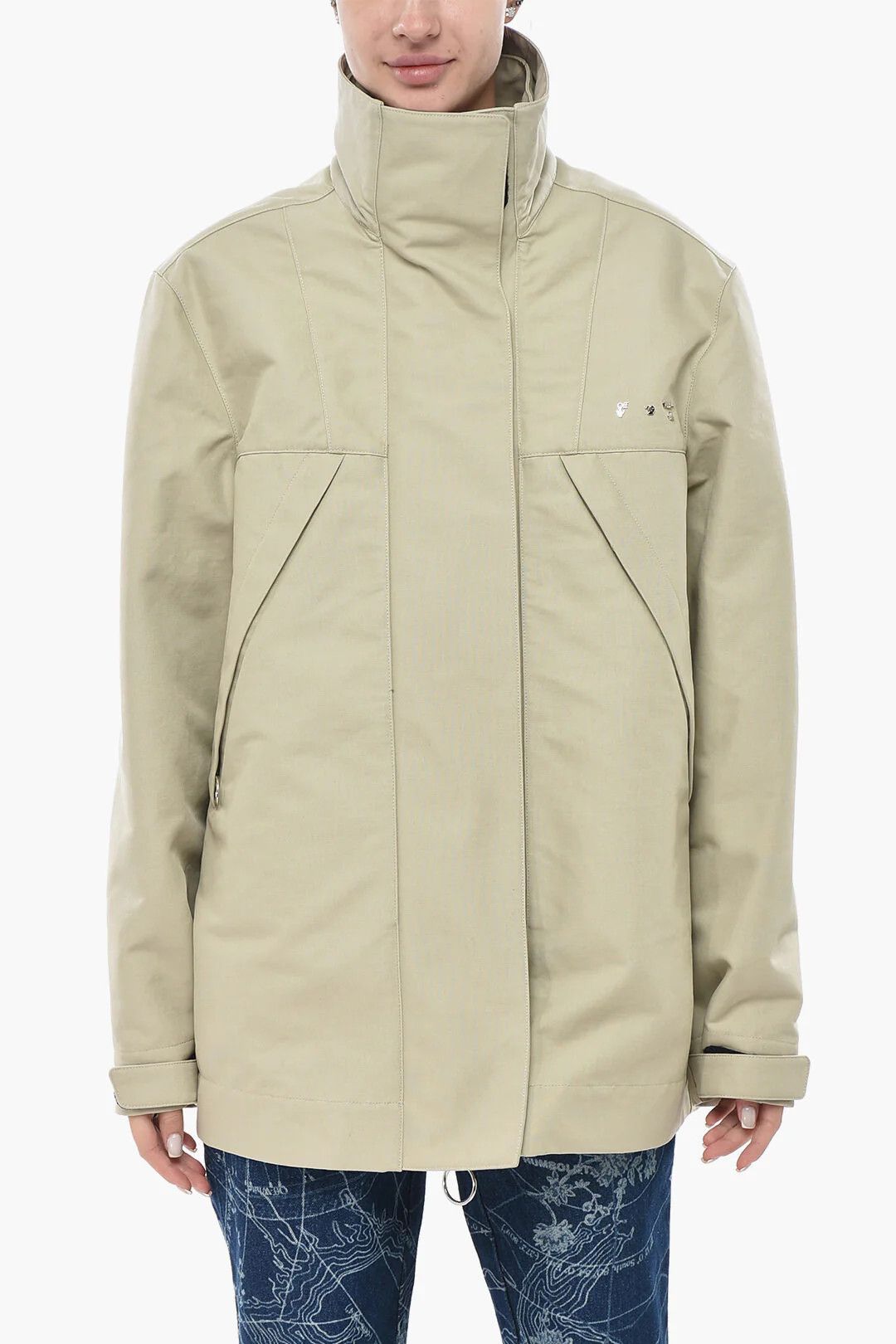 Off-White og1mm0426 Cotton-Twill Track Jacket in Beige Size S / US 4 / IT 40 - 1 Thumbnail