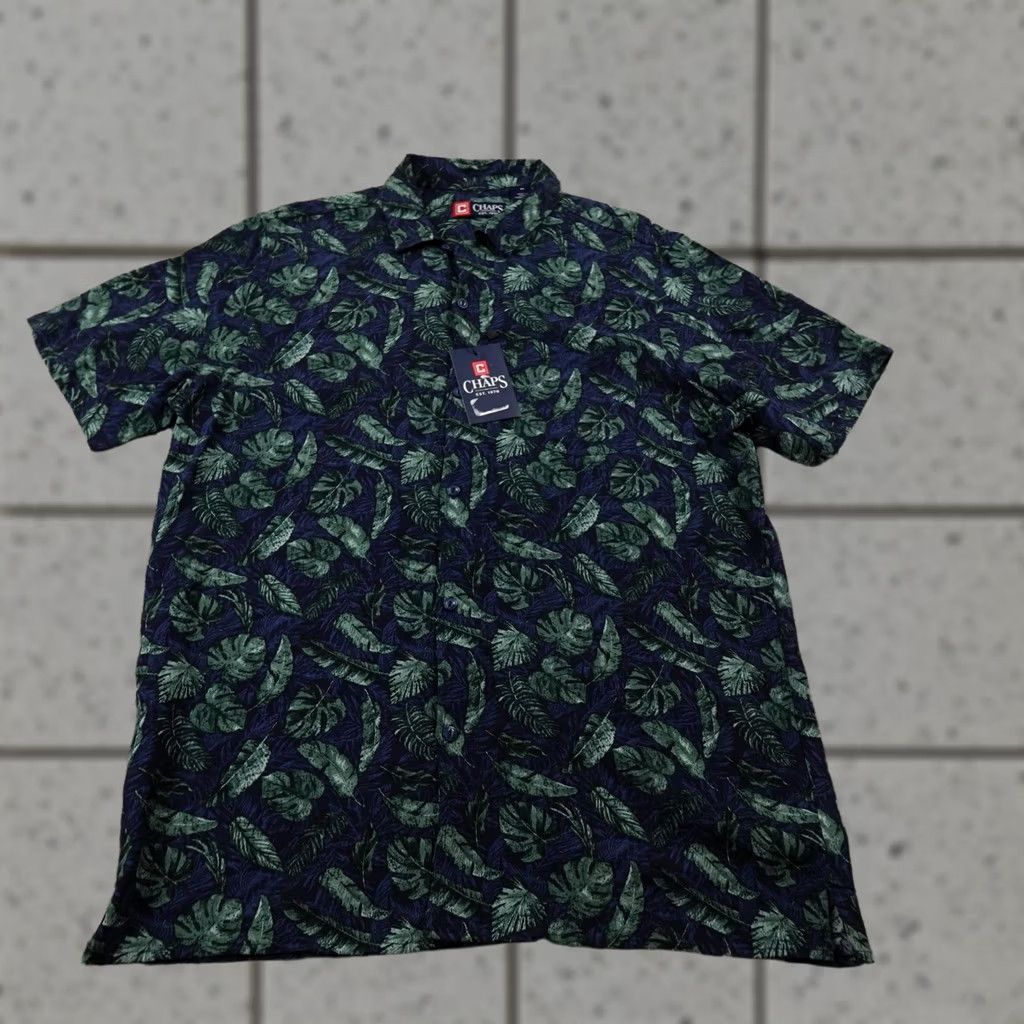 Chaps Chaps Shirt Mens M Blue Green Aloha Hawaiian Camp Short Sleeve Button Up Top Size US M / EU 48-50 / 2 - 1 Thumbnail