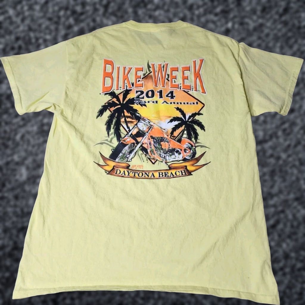 Gildan Mens L T Shirt Bike Week Daytona Beach 2014 Motorcycle Double Sided Size US L / EU 52-54 / 3 - 1 Thumbnail