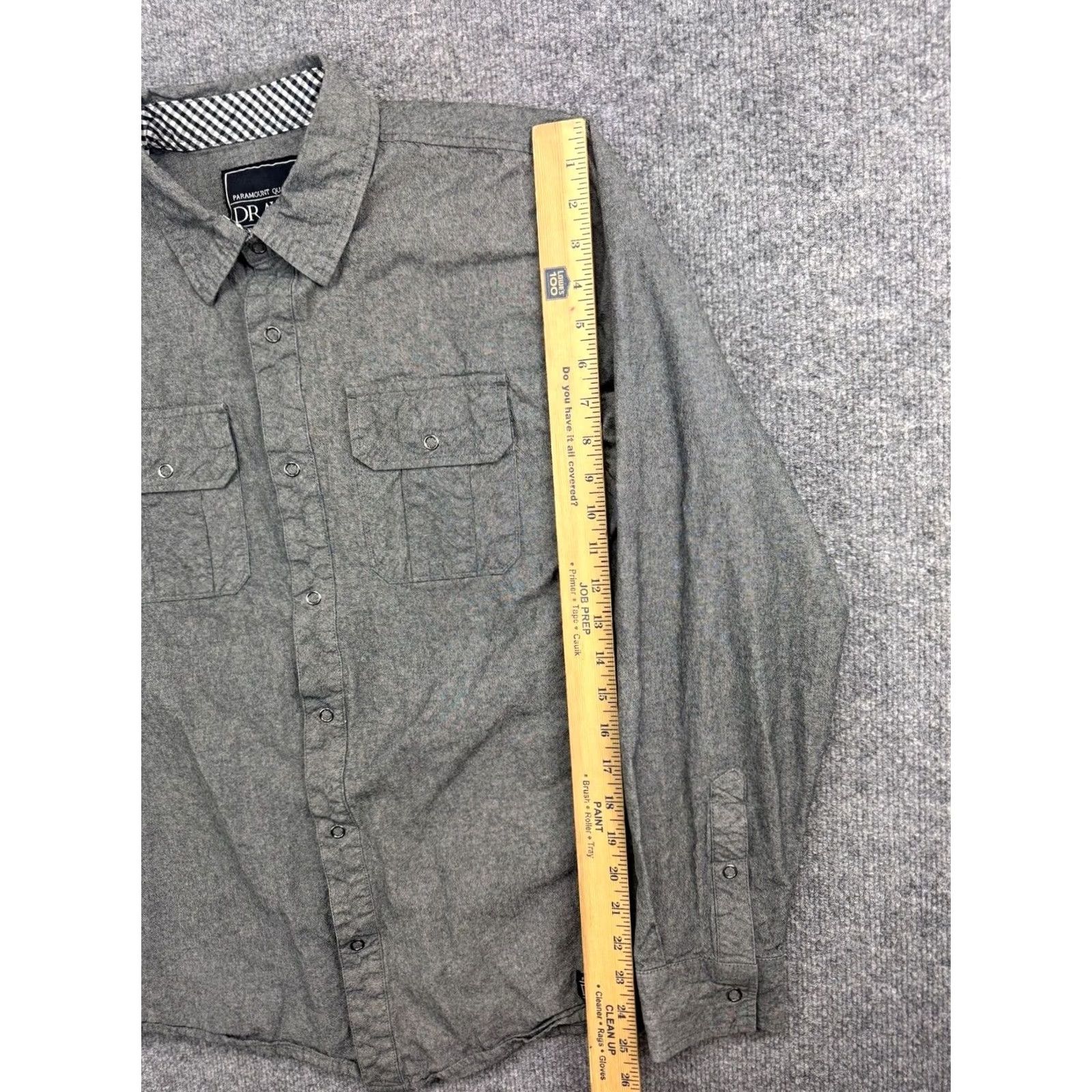 Vintage Dravus Snap Up Shirt Men's Large Gray Long Sleeve 100% Cotton Pockets Size US M / EU 48-50 / 2 - 5 Thumbnail