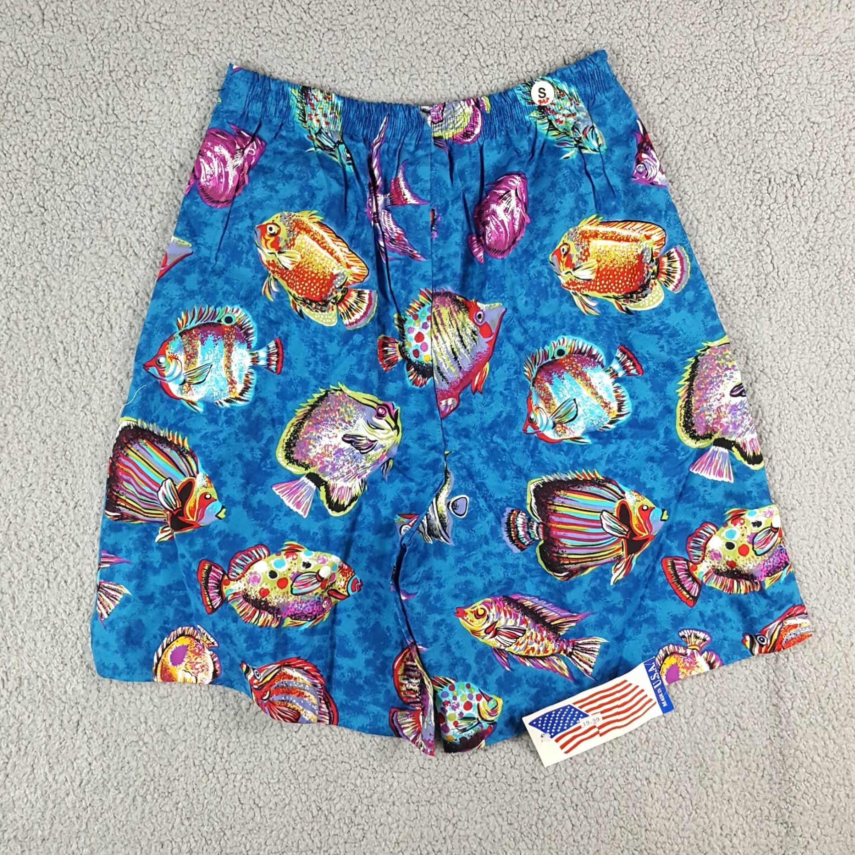 Vintage VINTAGE Infinity Chic Fish Print Pleated Lounge Shorts Women's Small Blue Retro 90s Ocean Beach Size 28" / US 6 / IT 42 - 5 Thumbnail