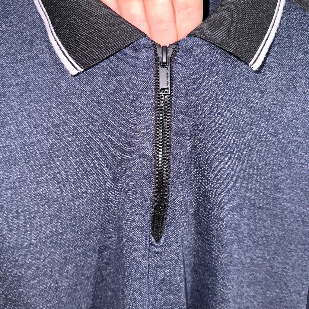 Karl Lagerfeld Karl Lagerfeld Navy S/S Zip Polo Shirt Sz XL Size US XL / EU 56 / 4 - 4 Thumbnail