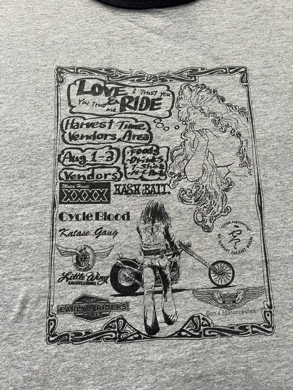 Vintage VINTAGE 90S LOVE & RIDE TEE VERY RARE Size US L / EU 52-54 / 3 - 3 Thumbnail