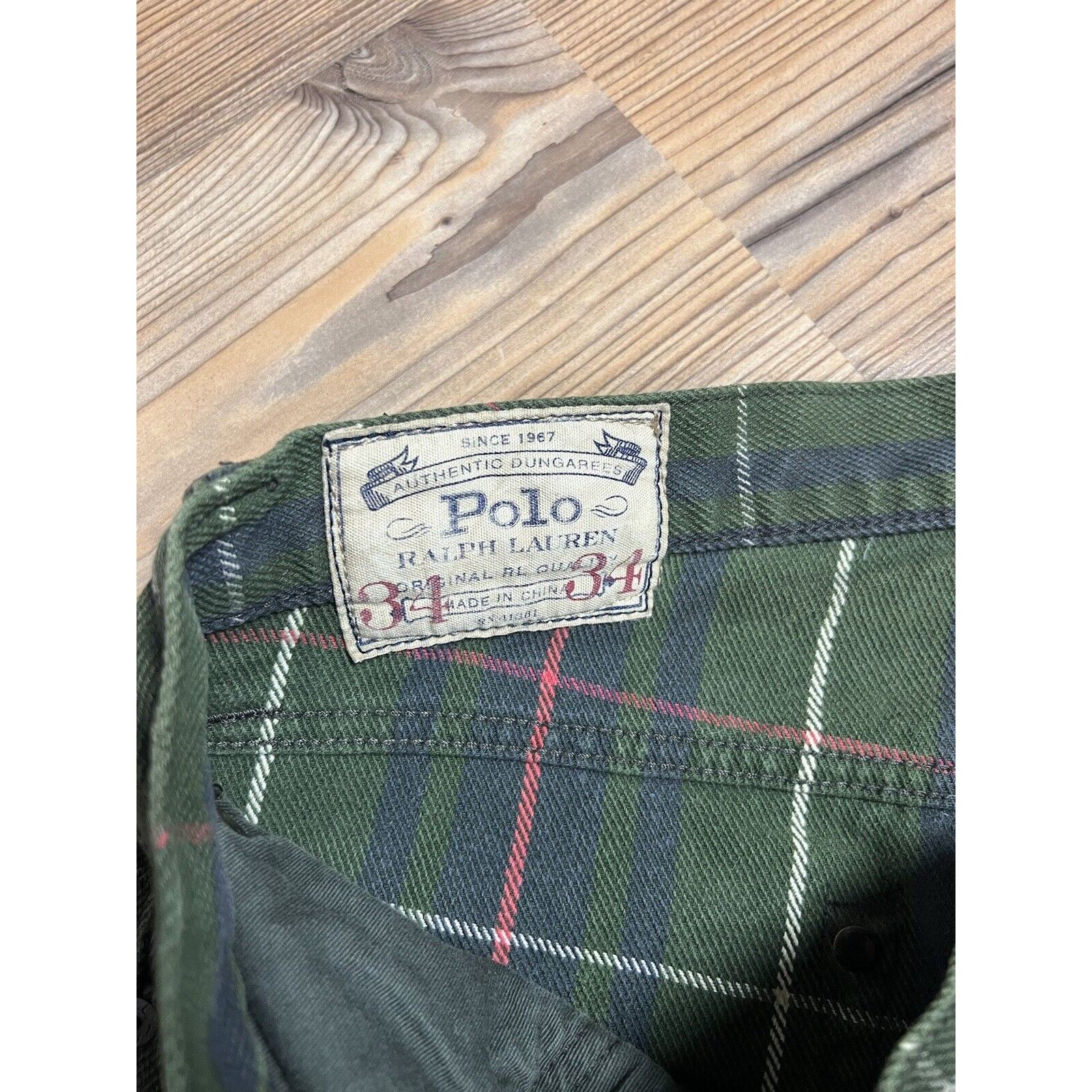 Ralph Lauren Polo Ralph Lauren Dungarees Green Checked Denim Pants Size 3 Size US 34 / EU 50 - 10 Thumbnail