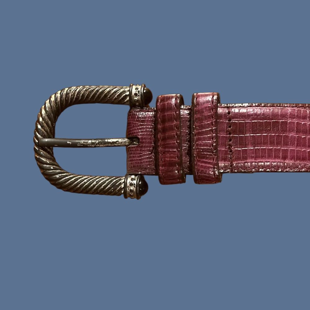 Vintage Ciprani Embossed Italian Alligator Calfskin Leather Belt Women's Large Purple Belt Womens Size ONE SIZE - 1 Thumbnail