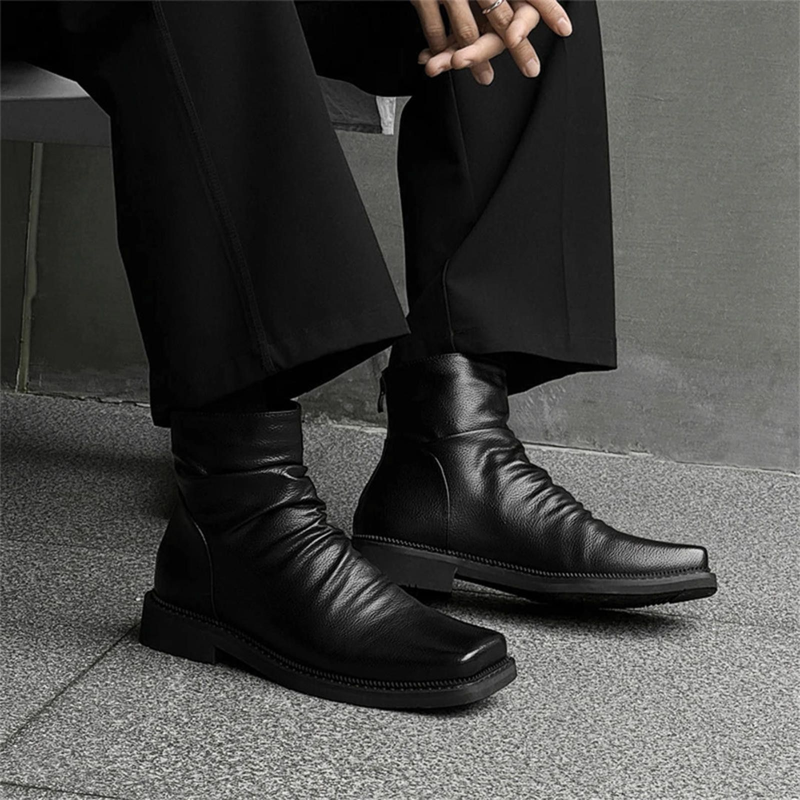 Vintage Pleated Leather Ankle Boots Size US 8 / EU 41 - 4 Thumbnail