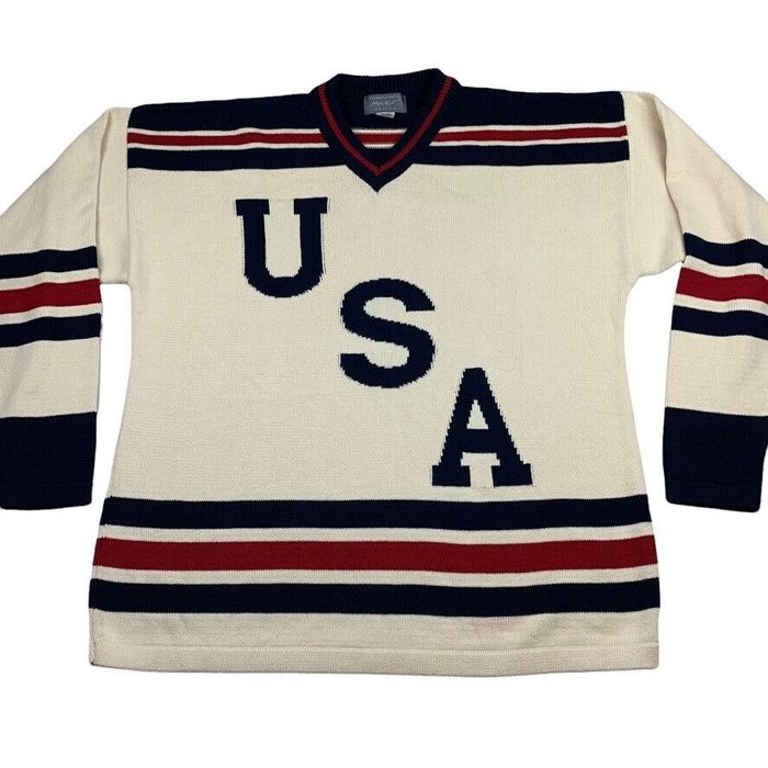 Lord & Taylor VTG 1980 Team USA Men's Hockey Jersey Sweater RARE Lord