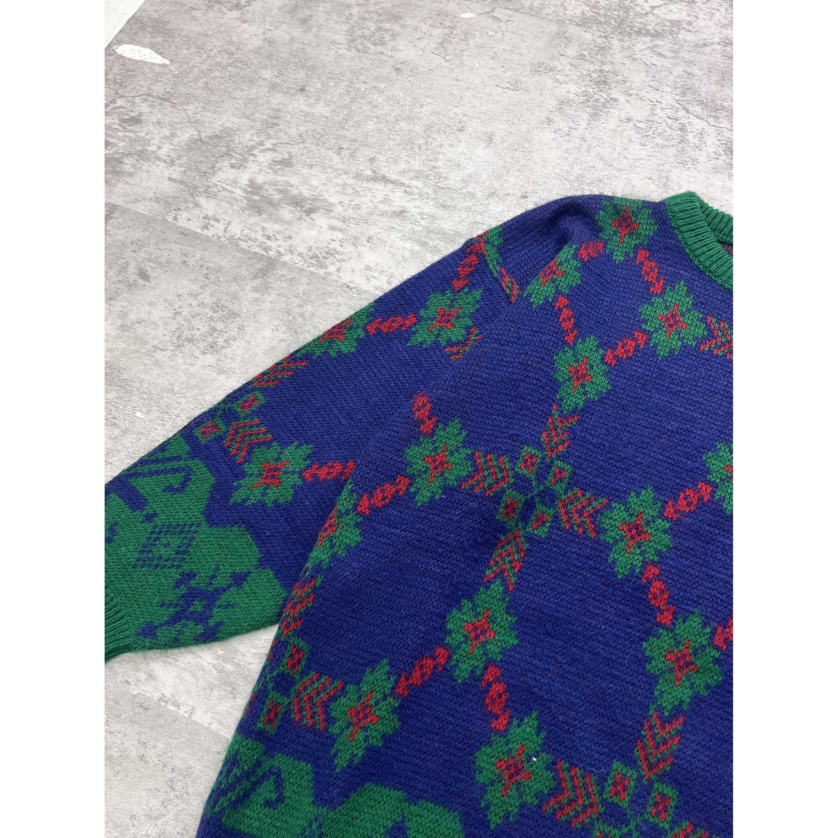 Other Vintage 90s Tour De Force Patterned Blue & Green Knit Sweate Size US M / EU 48-50 / 2 - 2 Thumbnail
