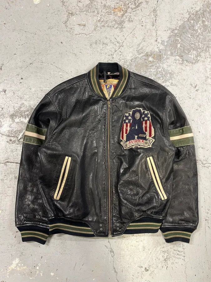 Avirex 1990s Avirex Black Leather Bomber Jacket Size US XL / EU 56 / 4 - 1 Thumbnail