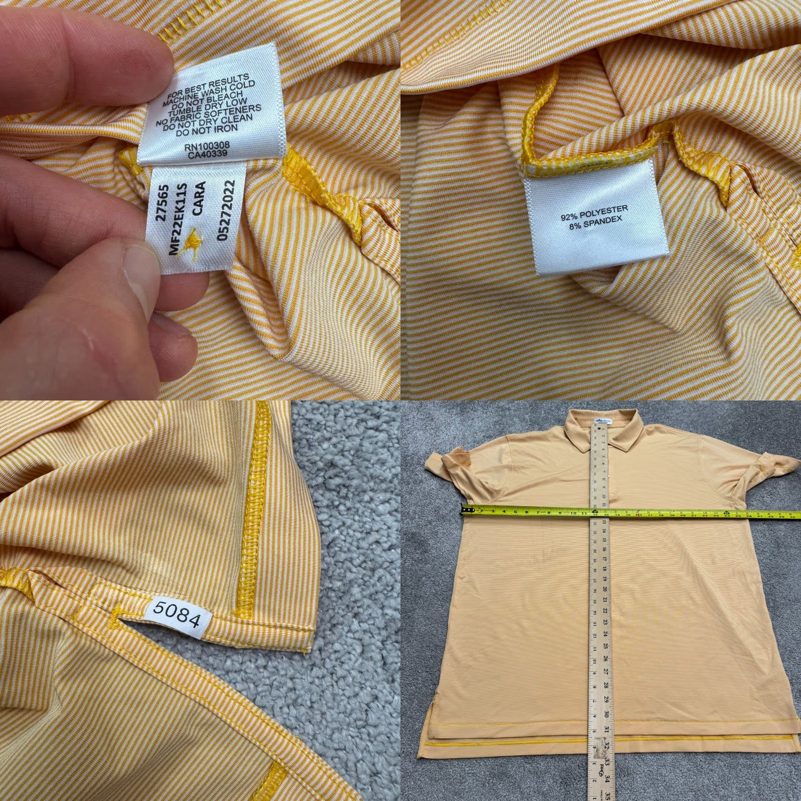 Peter Millar Peter Millar Summer Comfort Polo Shirt Mens XL Orange Striped Moisture Wicking Polo Shirt Size US XL / EU 56 / 4 - 8 Thumbnail
