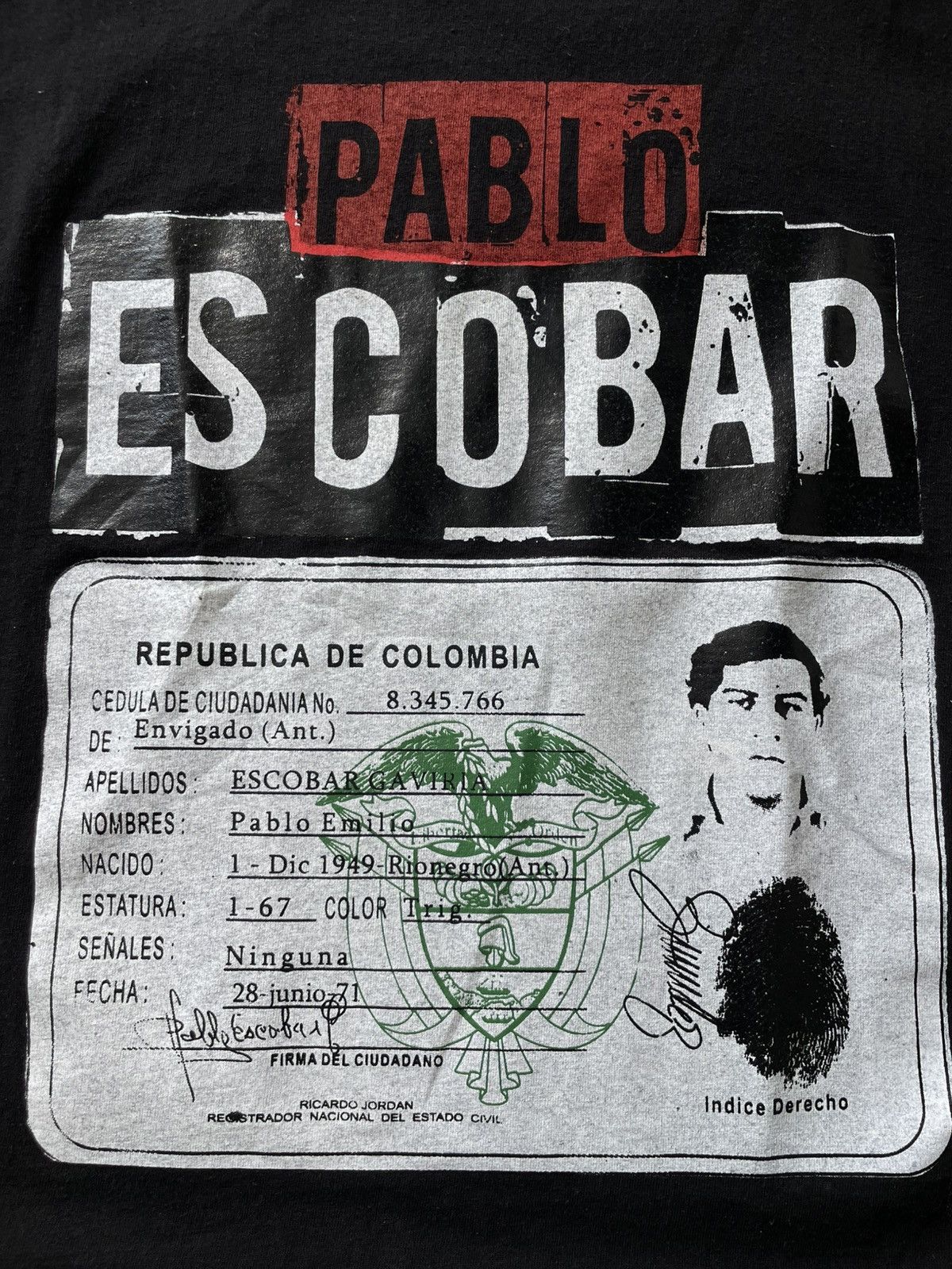 Vintage Vintage Pablo Escobar 90’s Narco T-Shirt Printed Logo RARE Size US L / EU 52-54 / 3 - 4 Thumbnail