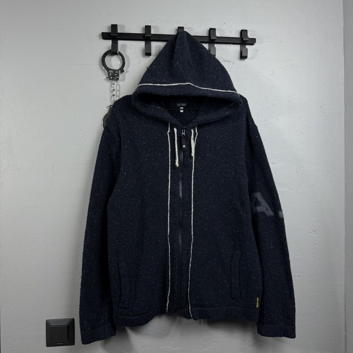 Emporio Armani Vintage Zip Hoodie Wool Armani Jeans Avant Garde Jacket Size US XL / EU 56 / 4 - 2 Thumbnail