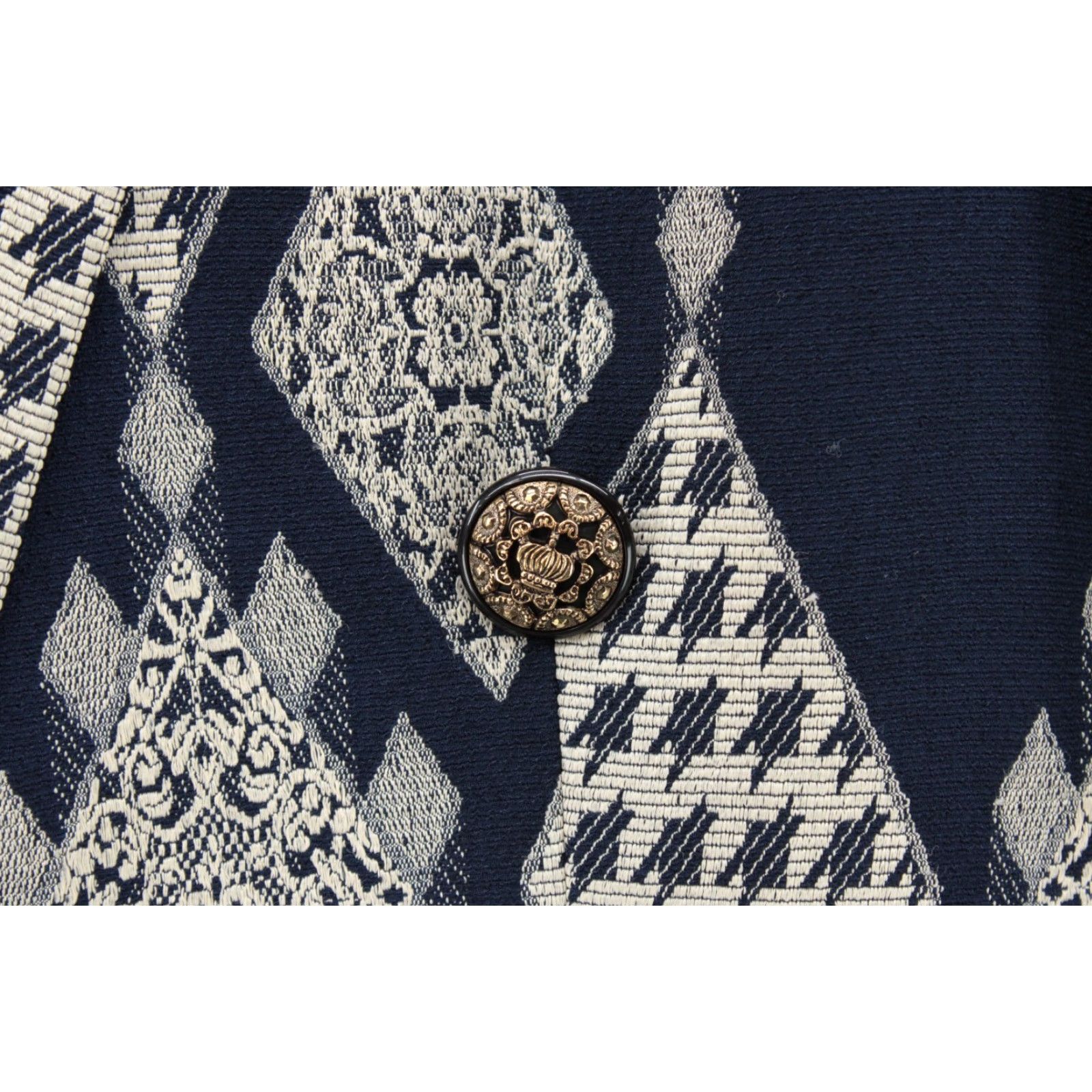 Vintage VINTAGE J Paik Blazer Women's Sport Coat Diamond Pattern Blue Medium 80s 90s Notch 4-Button Size M / US 6-8 / IT 42-44 - 3 Thumbnail