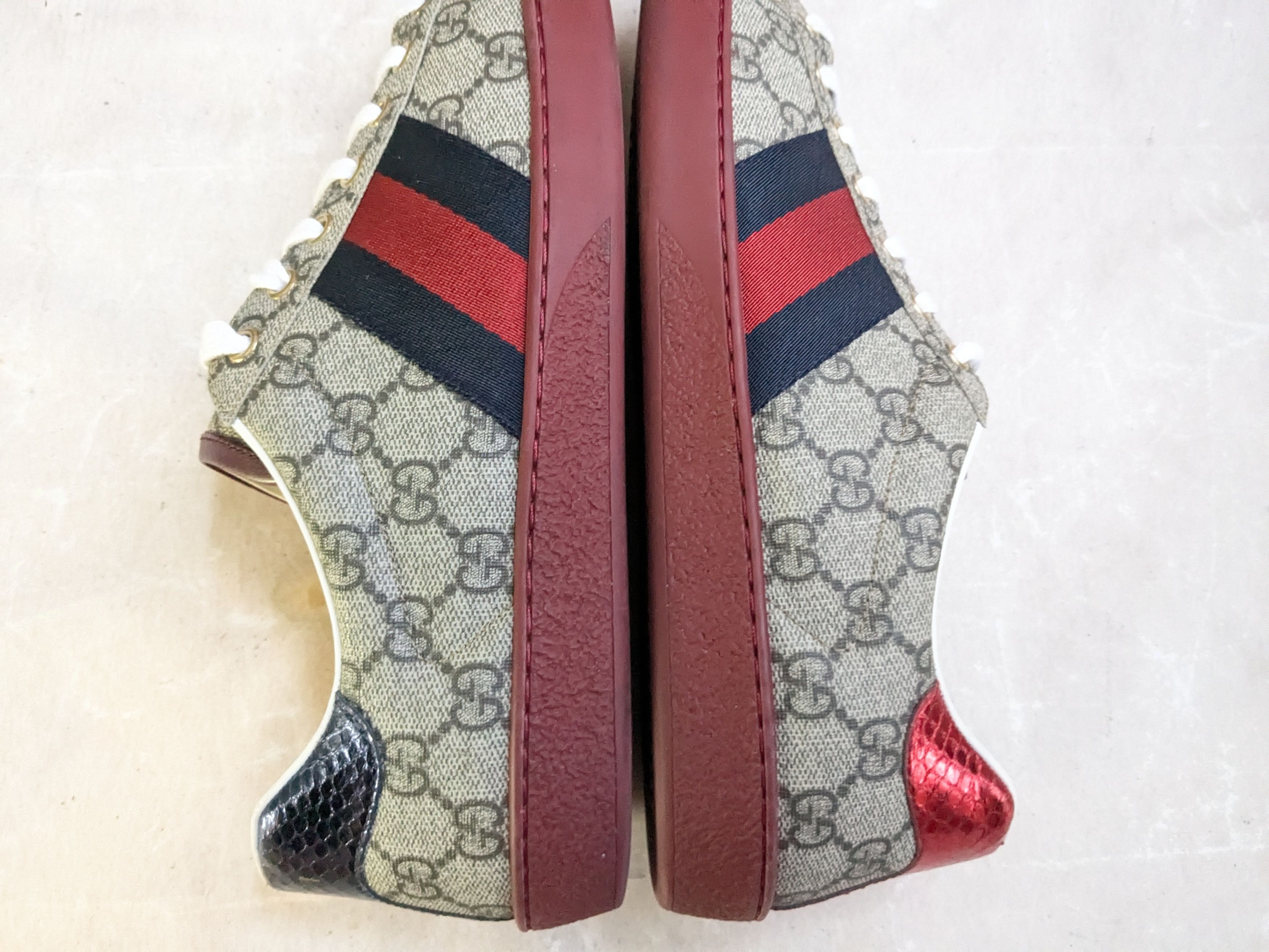 Gucci Gucci Ace Supreme 9.5 Monogram Logo GG Red Low Size US 9.5 / EU 42-43 - 7 Thumbnail