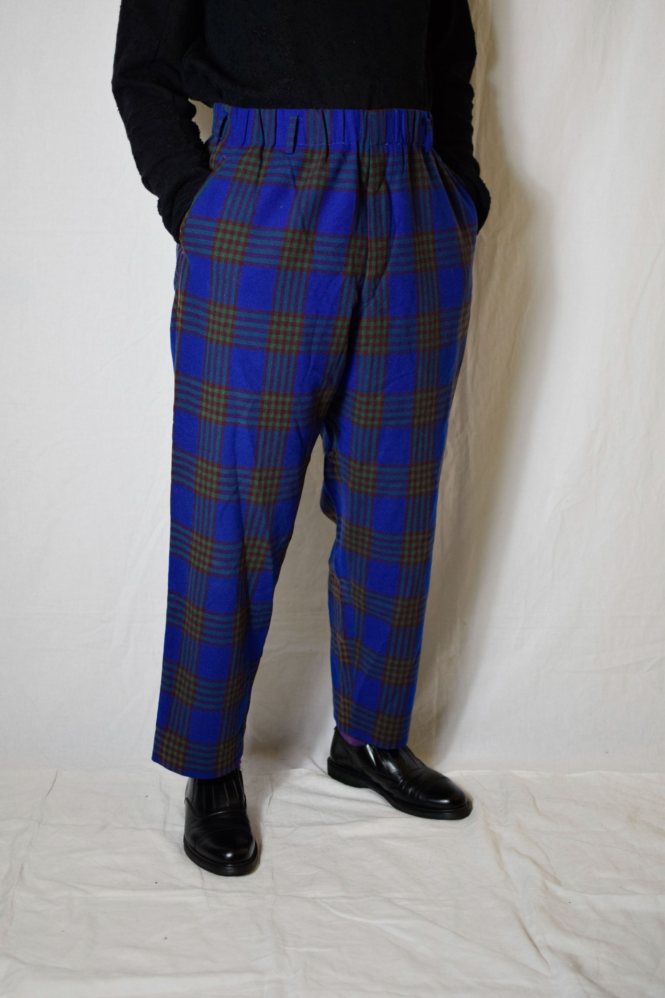 Yohji Yamamoto Y's for Men Blue Check Pants - MS-P08-115 Size US 32 / EU 48 - 4 Thumbnail
