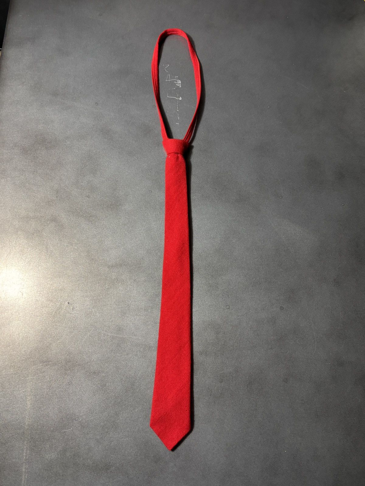 Vintage Vintage Pre-Tied Necktie Zipper Skinny Lambswool Red Wool 90 Size ONE SIZE - 15 Thumbnail