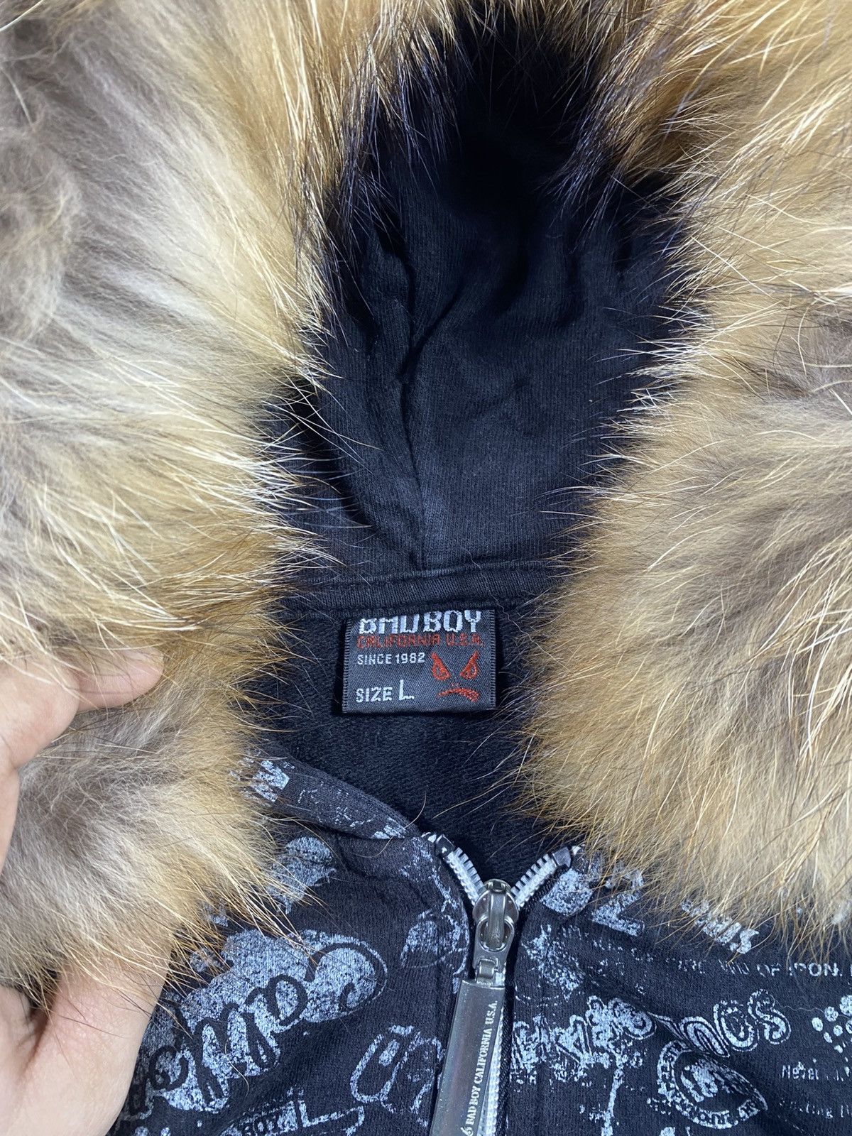 If Six Was Nine Crazy Faded Black Bad Boy fur hoodie Gothic punk Size US L / EU 52-54 / 3 - 8 Thumbnail