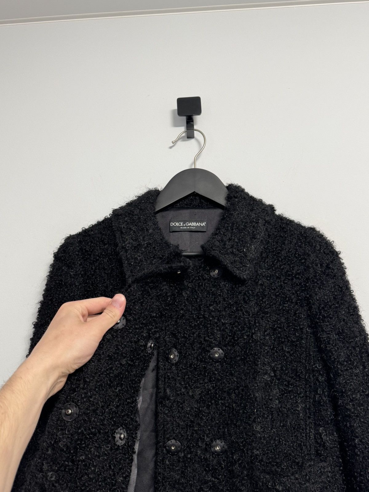 Dolce & Gabbana Dolce & Gabbana Black Boucle Wool Mohair Coat Jacket IT42 Size M / US 6-8 / IT 42-44 - 9 Thumbnail