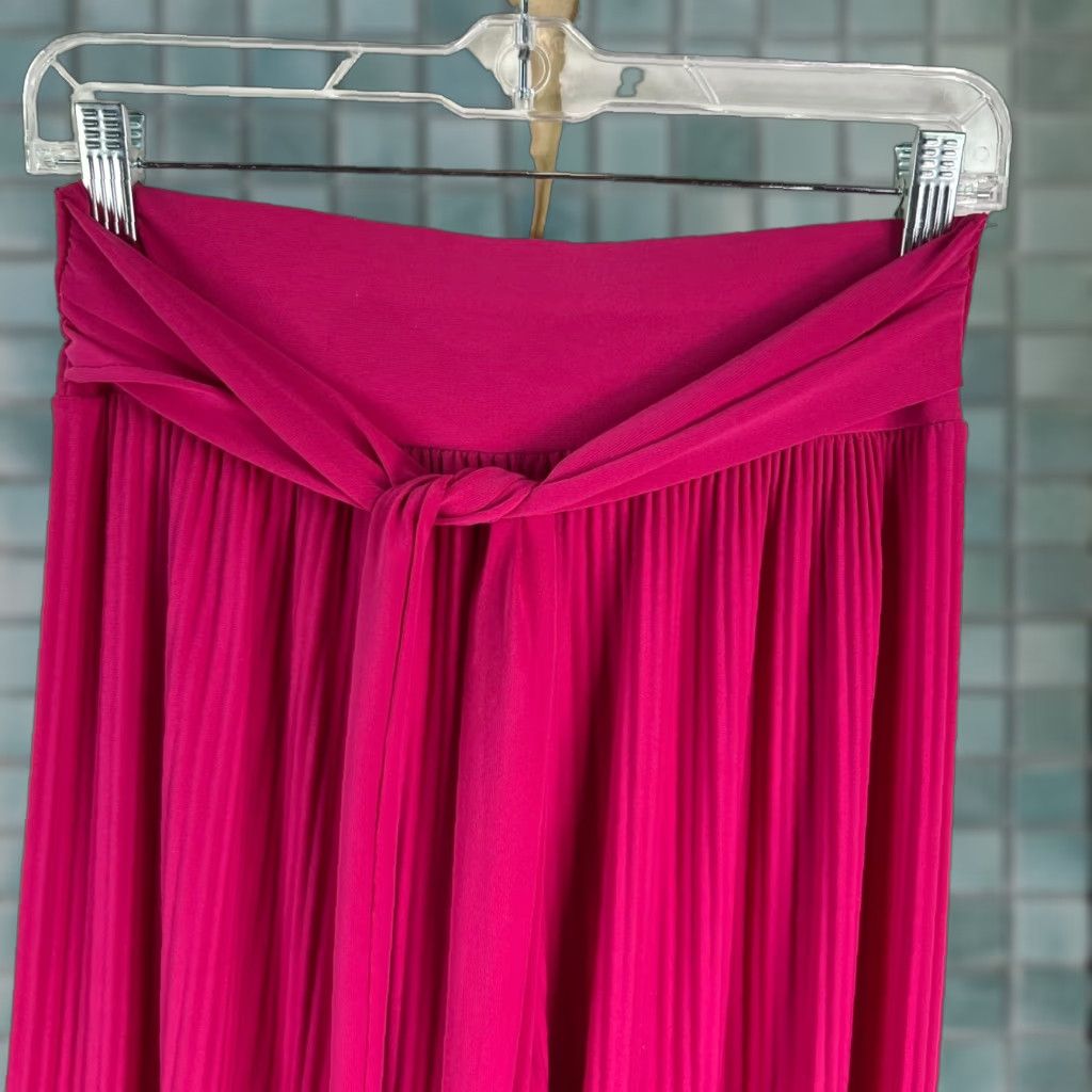 Pinko Knitted Pants Womens Wide Leg Pleated Belted Pink 26 France 26X30 Size 26" / US 2 / IT 38 - 1 Thumbnail