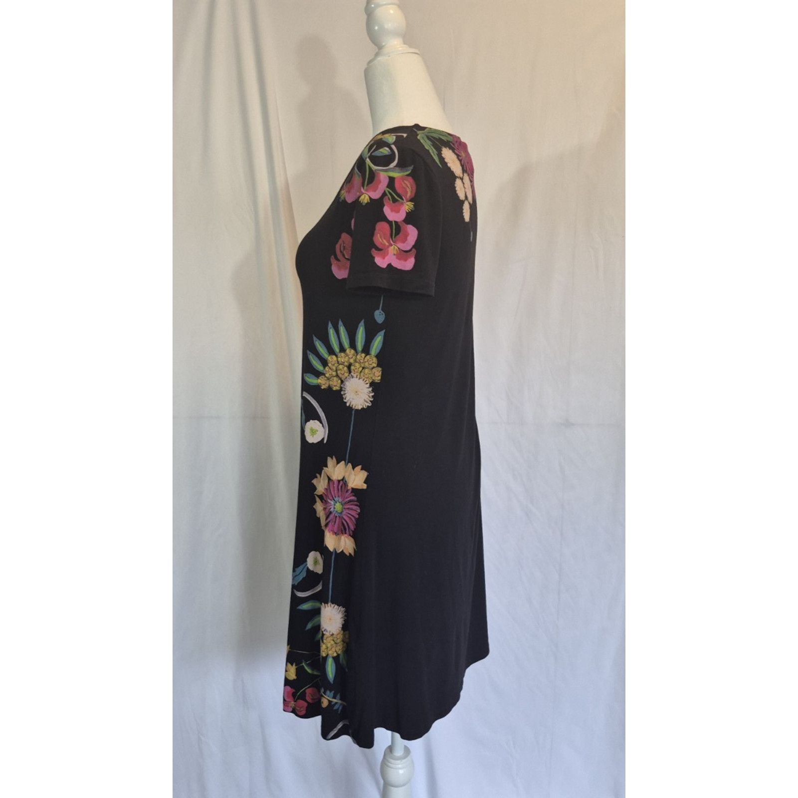Desigual Desigual Womens Painted Multicolor Tropical Floral Dress XS Size XS / US 0-2 / IT 36-38 - 6 Thumbnail
