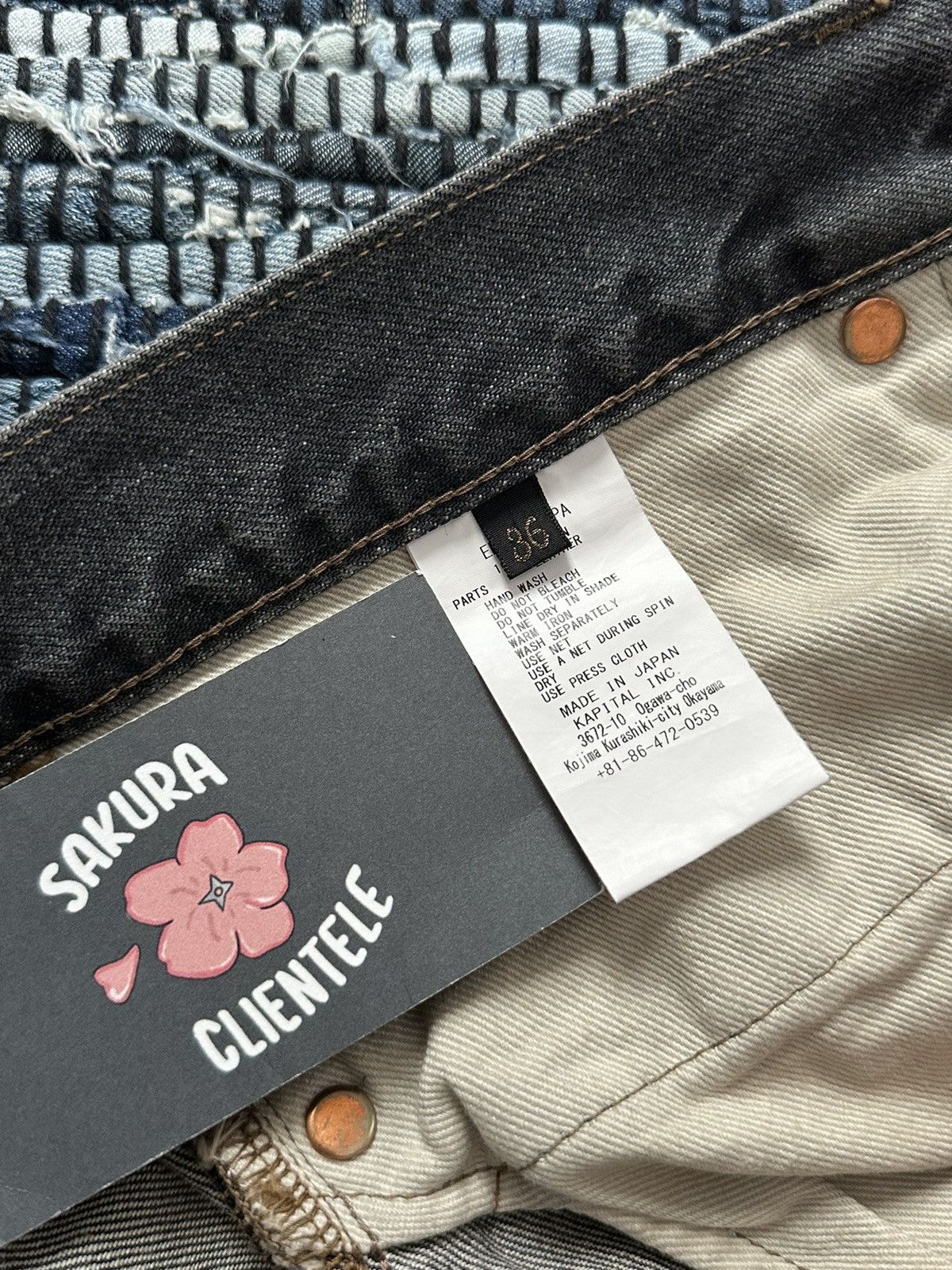 Kapital × Kapital Kountry Kapital 14oz Denim 5P Bone Shorts Pants (Bone Embroidery) Size US 36 / EU 52 - 3 Thumbnail