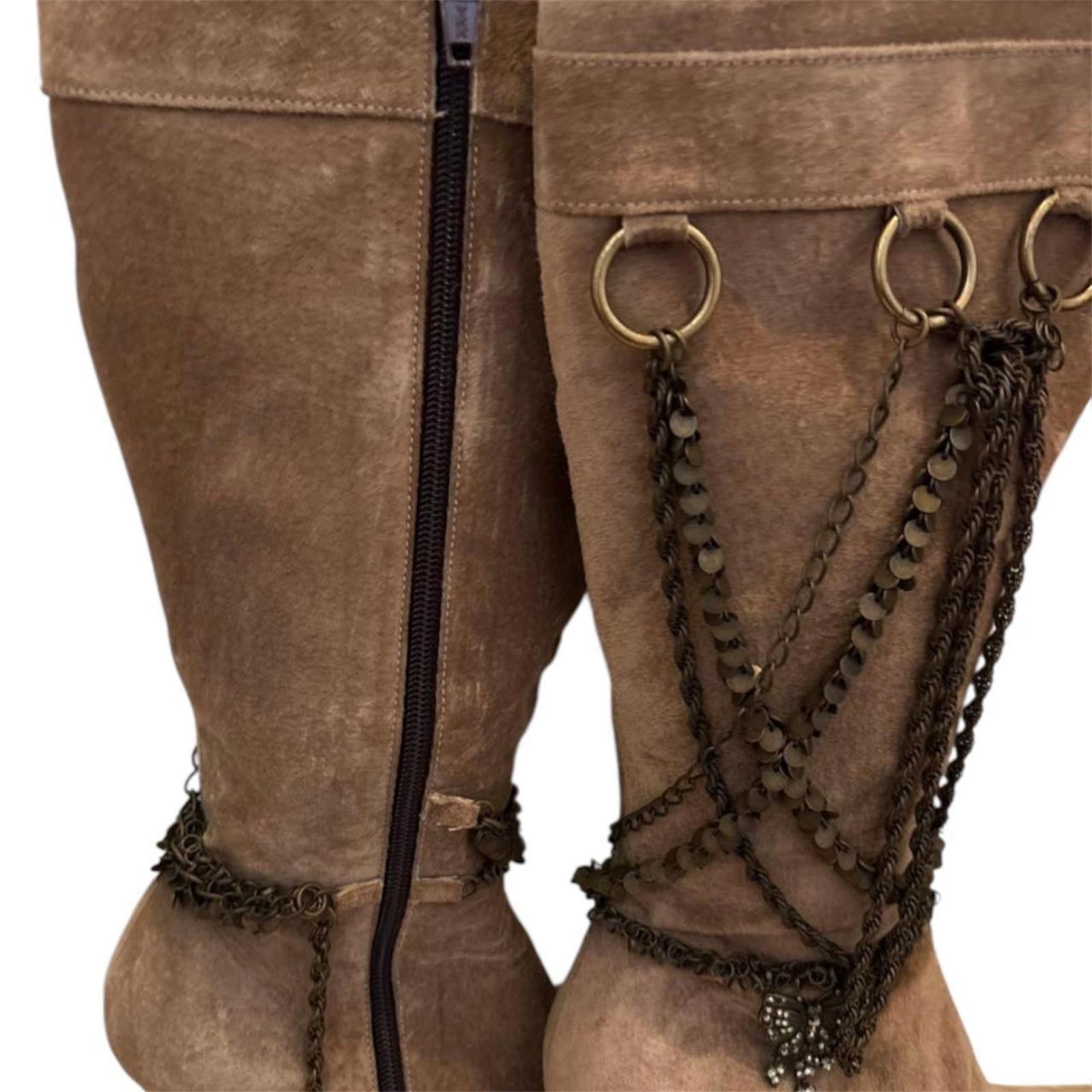 Other Real suede fairy grunge long 2000s style brown winter boots Size US 6 / IT 36 - 3 Thumbnail