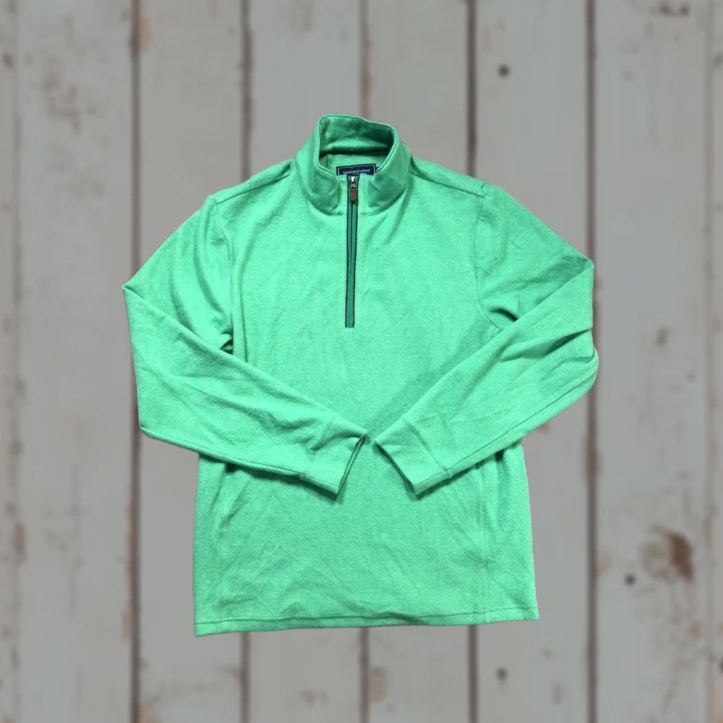 Vineyard Vines Vineyard Vines Sweatshirt Mens M Green 1/4 Zip Mock Neck Knit Pullover Size US M / EU 48-50 / 2 - 1 Thumbnail