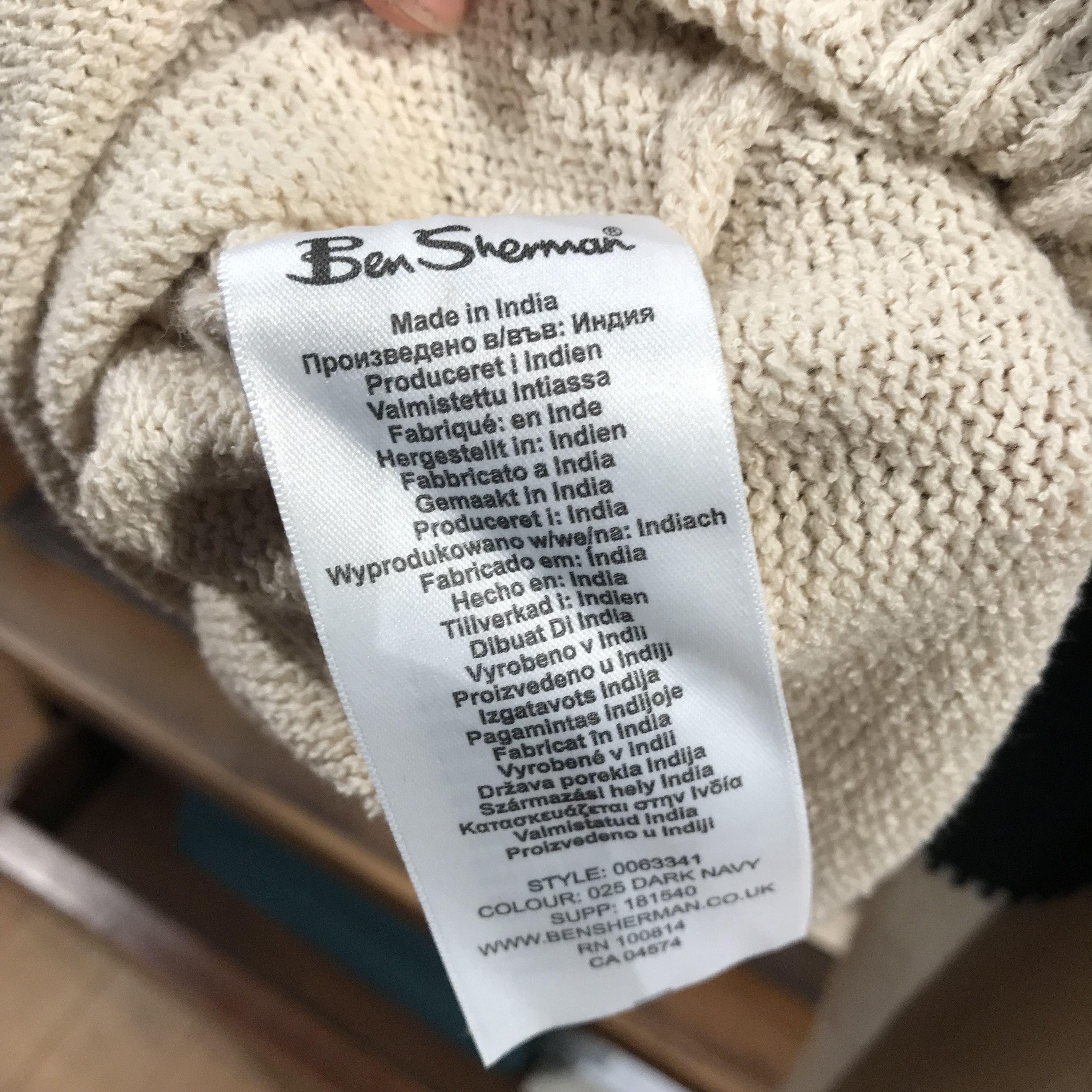 Ben Sherman Ben Sherman Crinkle Cotton Crewneck Jumper Dark Navy Beige Size US L / EU 52-54 / 3 - 7 Thumbnail