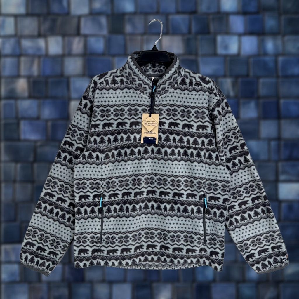 Chubbies Chubbies Jacket Mens Gray Fleece 1/4 Zip Pullover Bear Hug Fair Isle Jacket Mens M Gray Bear Hug Fleece Outdoor Winter Size US M / EU 48-50 / 2 - 1 Thumbnail