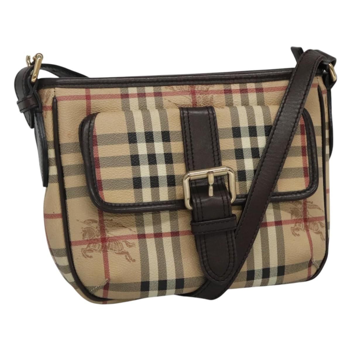 Burberry Nova Check Beige Canvas Shoulder Bag (Pre-Owned), Women's