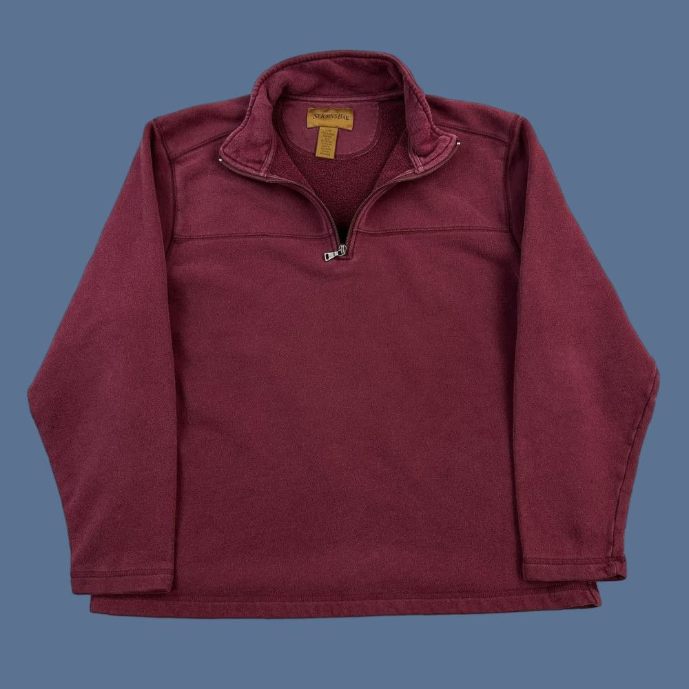Vintage VINTAGE St Johns Bay Pullover Mens Large Burgundy Fleece 1/4 Zip Sweatshirt Y2K Size US L / EU 52-54 / 3 - 1 Thumbnail