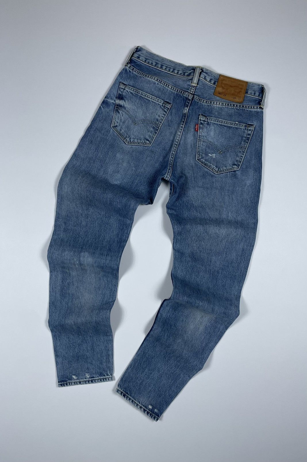 Levi's Levi’s 501CT Light Blue Wash Denim Ripped Slim Jeans Custom Size US 29 - 1 Thumbnail