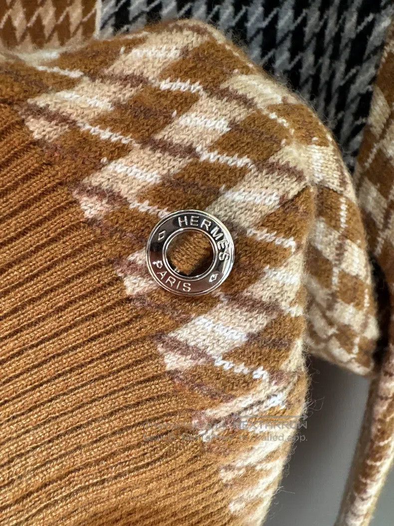 Hermes Hermes Houndstooth Color Blocked Mock Neck Sweater Size XS / US 0-2 / IT 36-38 - 5 Thumbnail
