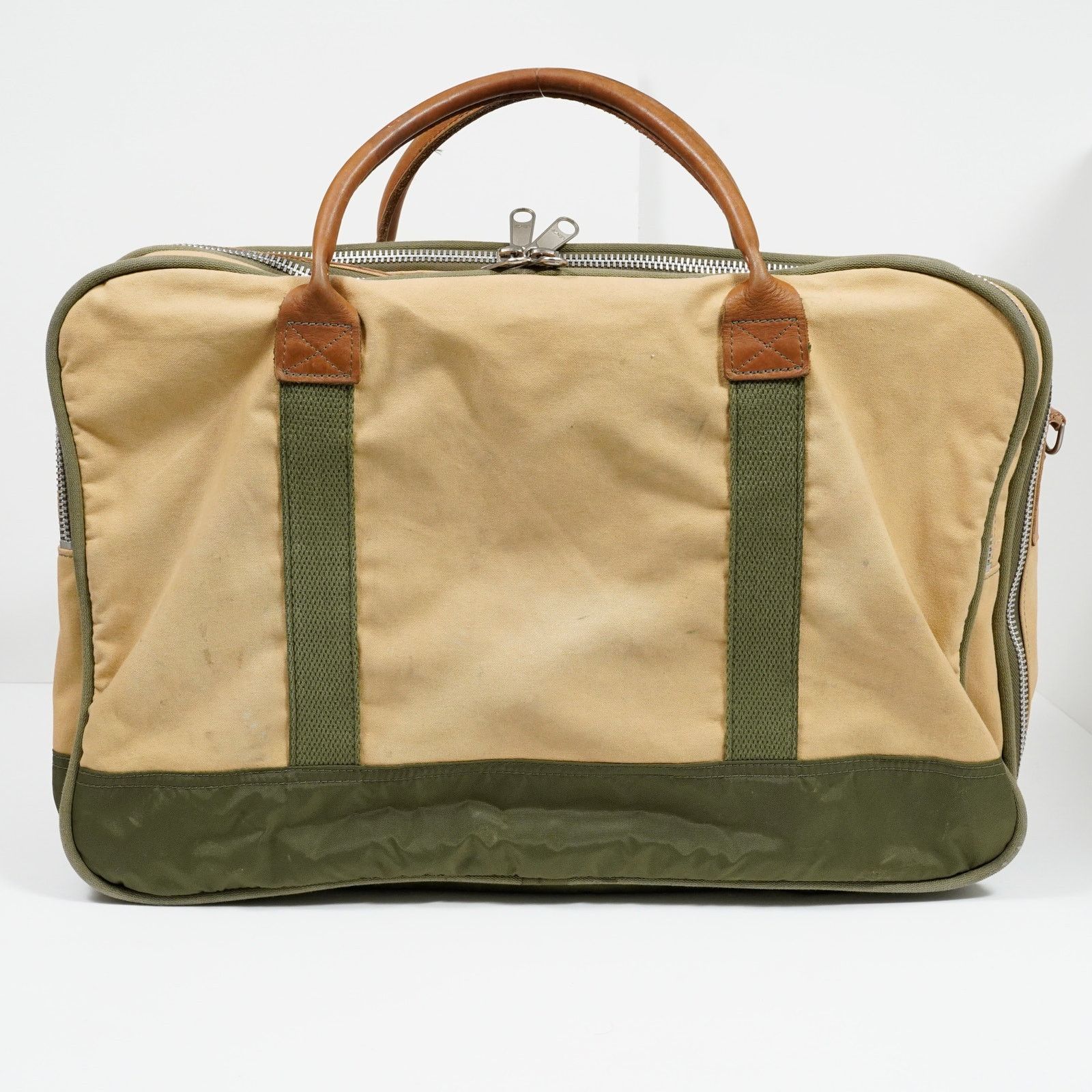 J.W. Hulme Co. VTG J.W. Hulme Co Canvas Leather Duffel Bag #4 Lenzip USA Size ONE SIZE - 4 Thumbnail