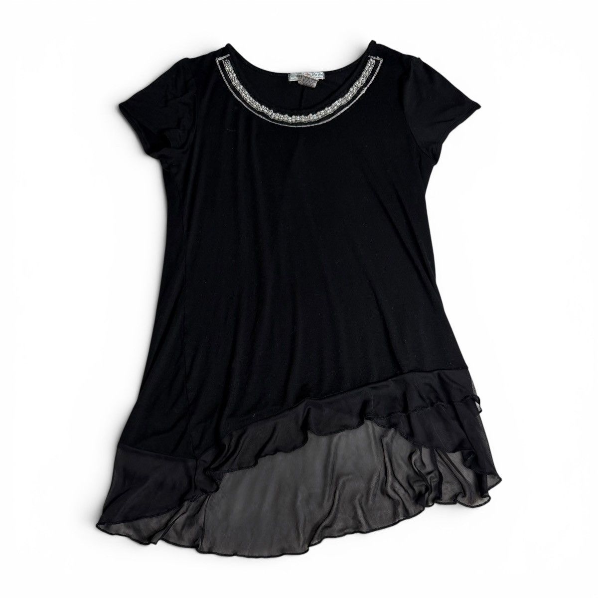 Other Black Short Sleeve Long Length Tunic Embellished Neckline Size M / US 6-8 / IT 42-44 - 1 Thumbnail