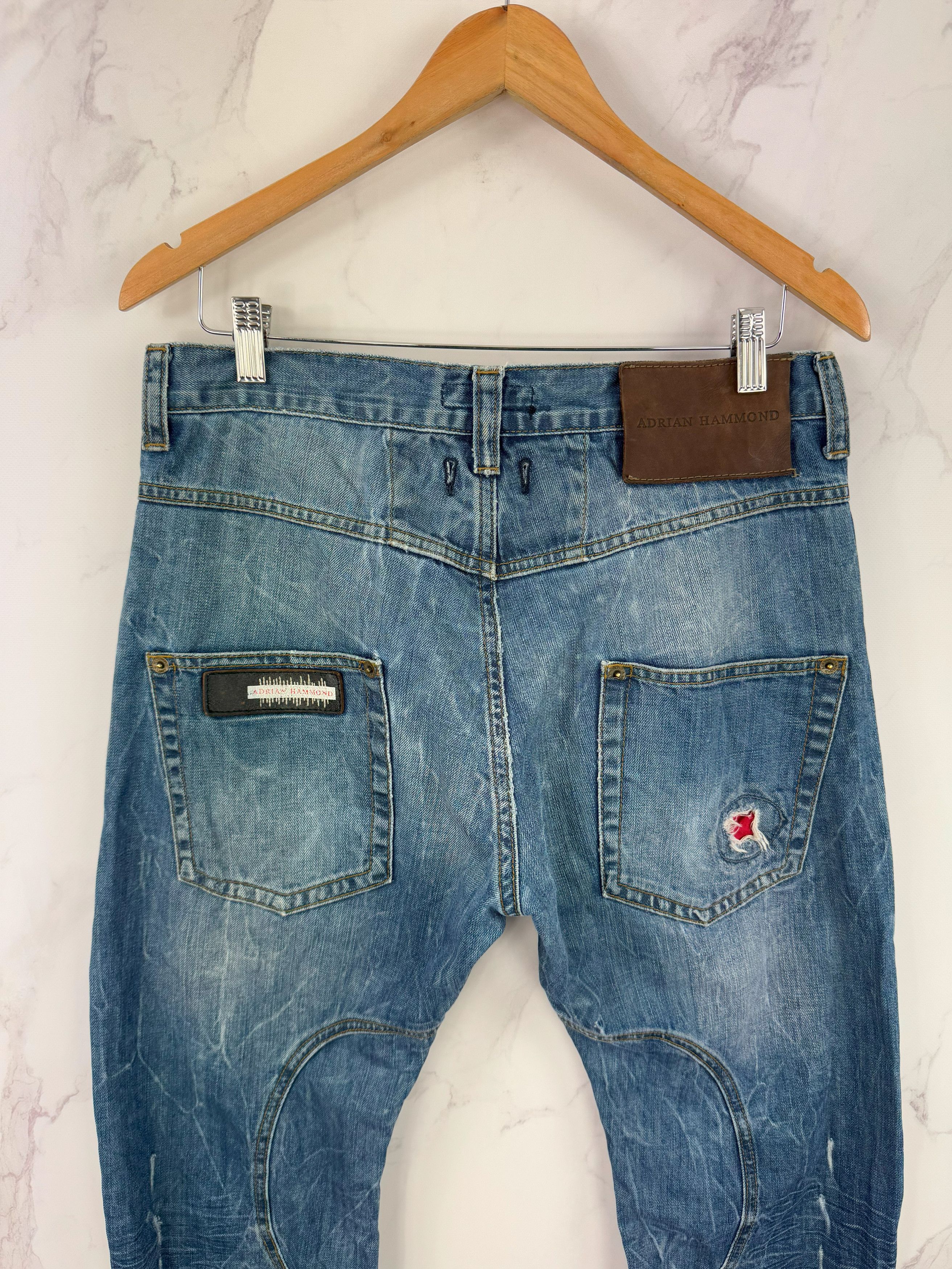 Japanese Brand Adrian Hammond Distressed Biker Jeans Patchwork Details Size US 32 / EU 48 - 5 Thumbnail