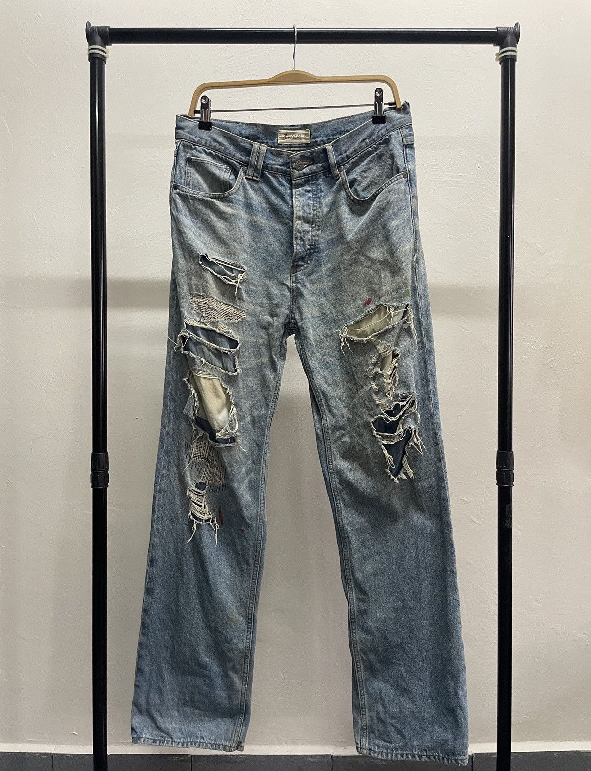 Distressed Denim Born & Peace Pants