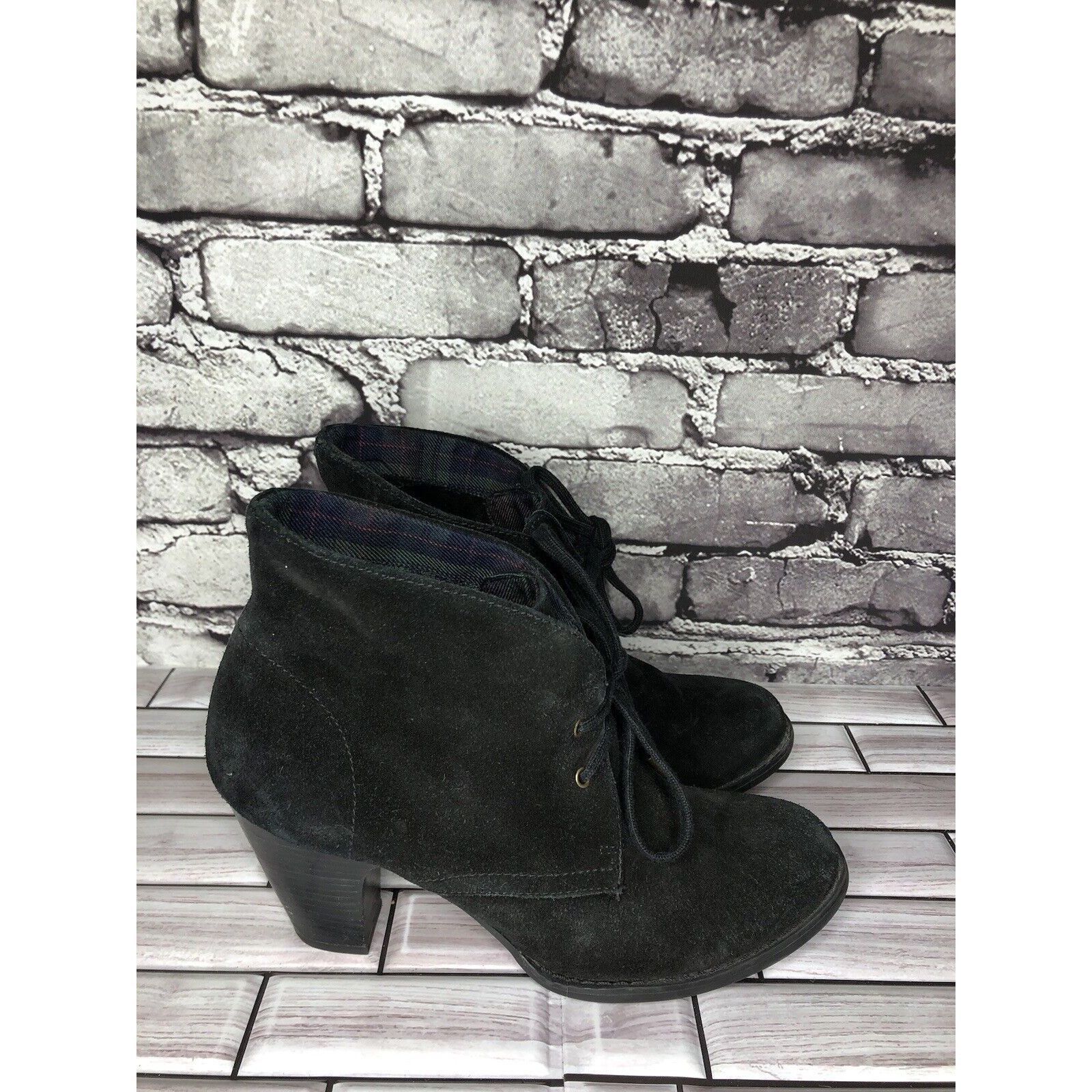 Clarks Indigo Clarks Black Suede Leather Ankle Stacked Heel Booties Size US 8 / IT 38 - 12 Thumbnail