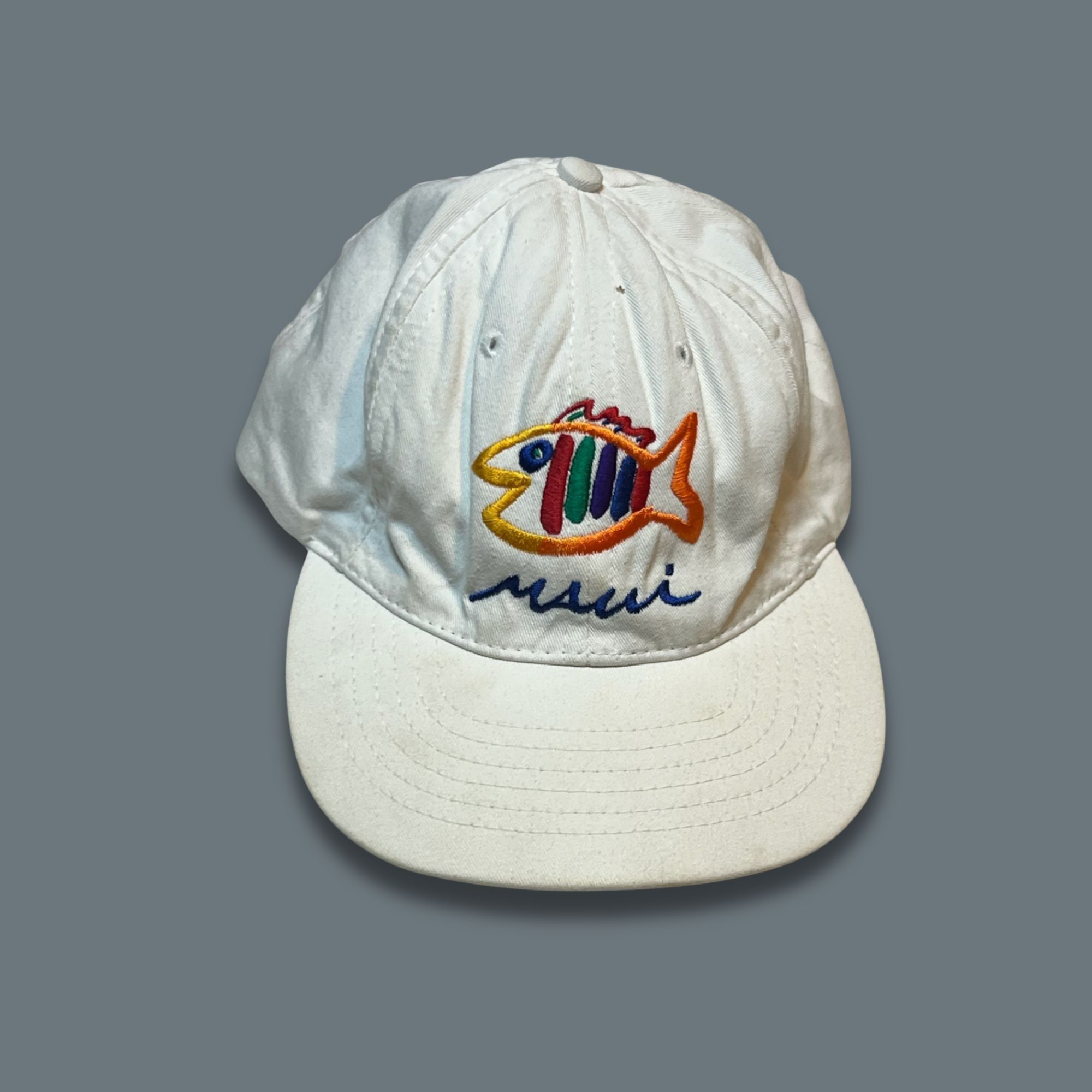 Other Vintage 90s Washed-Out Rainbow Fish Maui Hawaii Embroidered Size ONE SIZE - 2 Thumbnail