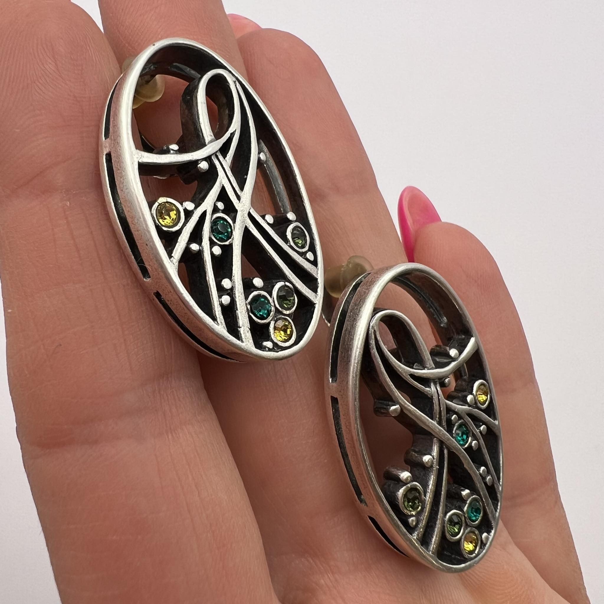 Jewelry × Sterling Silver × Vintage Vintage Sterling Silver 925 Stud Earrings Marked 16.7 gr Size ONE SIZE - 4 Thumbnail