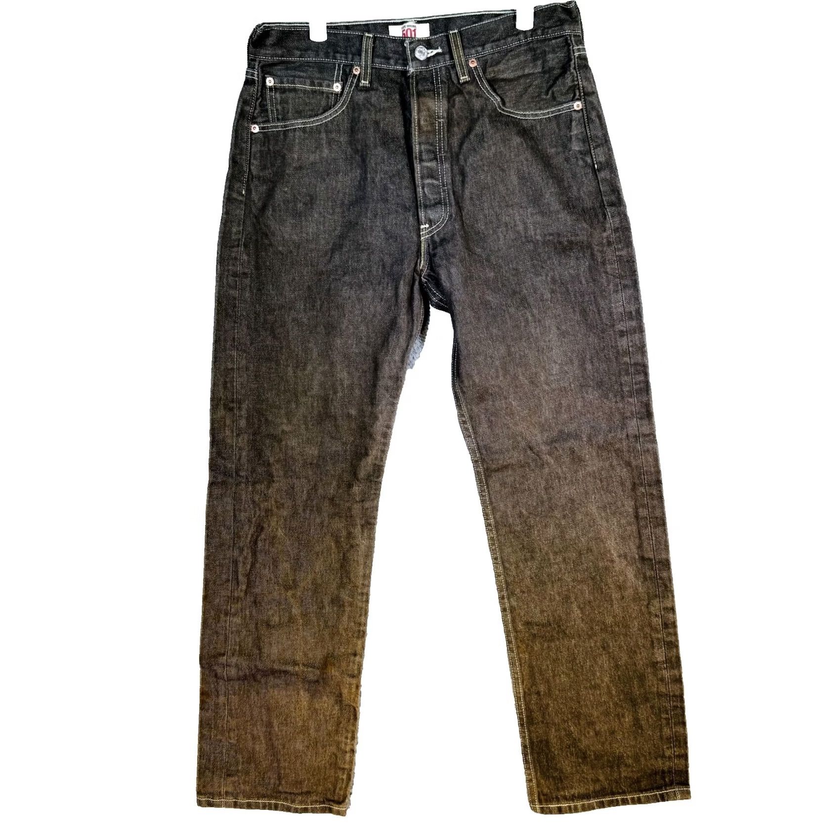 Levi's Levi's 501 Jeans Mens 33x32 Dark Wash Black Straight Button Fly Regular Fit Denim Size US 33 - 5 Thumbnail