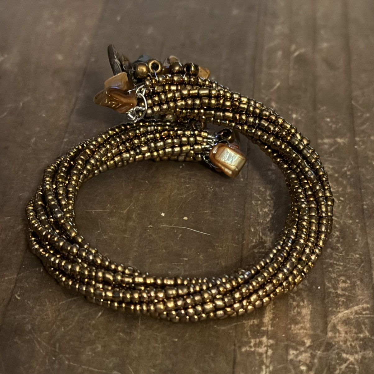 Other Twisted gold bead natural stone accent wrap bracelet Size ONE SIZE - 3 Thumbnail